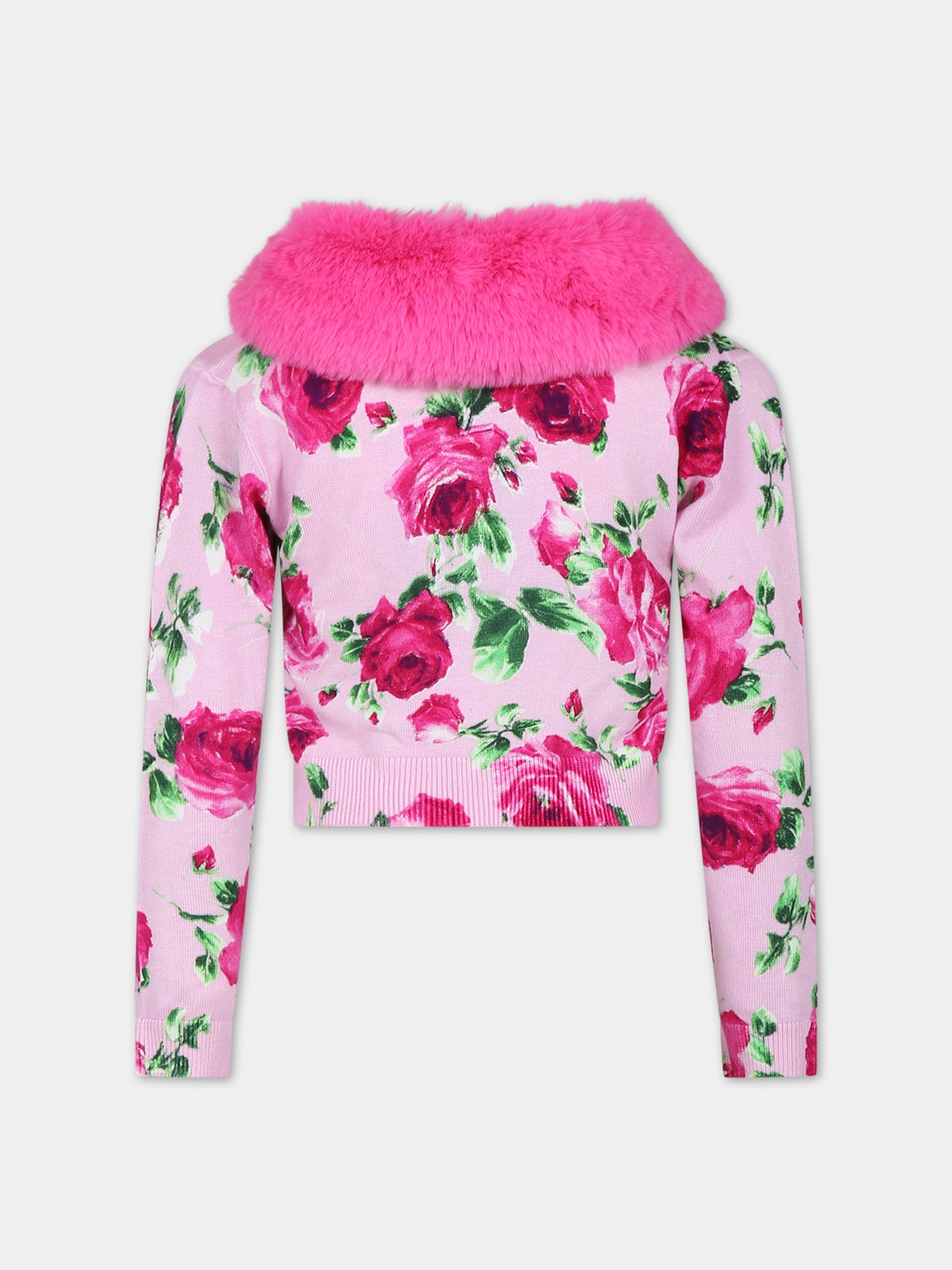 Cardigan rose pour fille avec logo