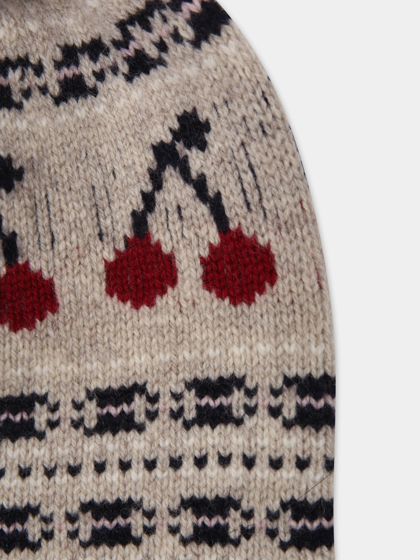 Chapeau beige pour fille avec cerises