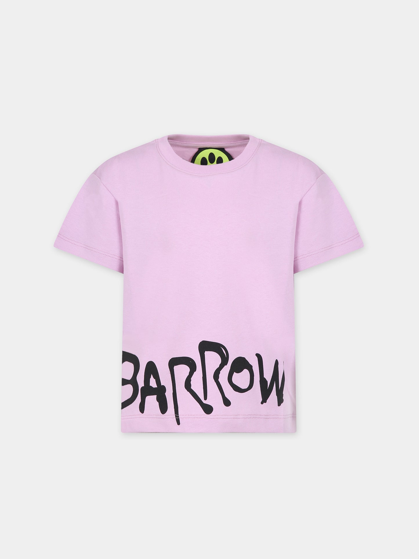T-shirt rose pour enfants avec ours et logo