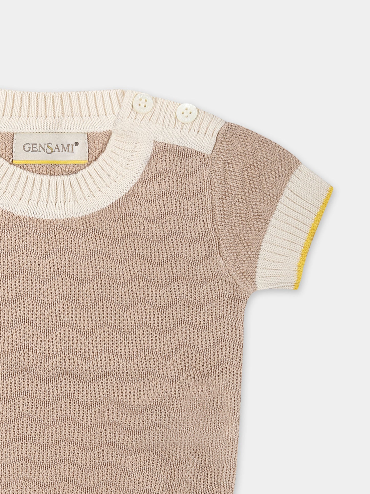 Maglione beige per neonati con onde,Gensami,GIR01-B-ONDA ARABIC SAND