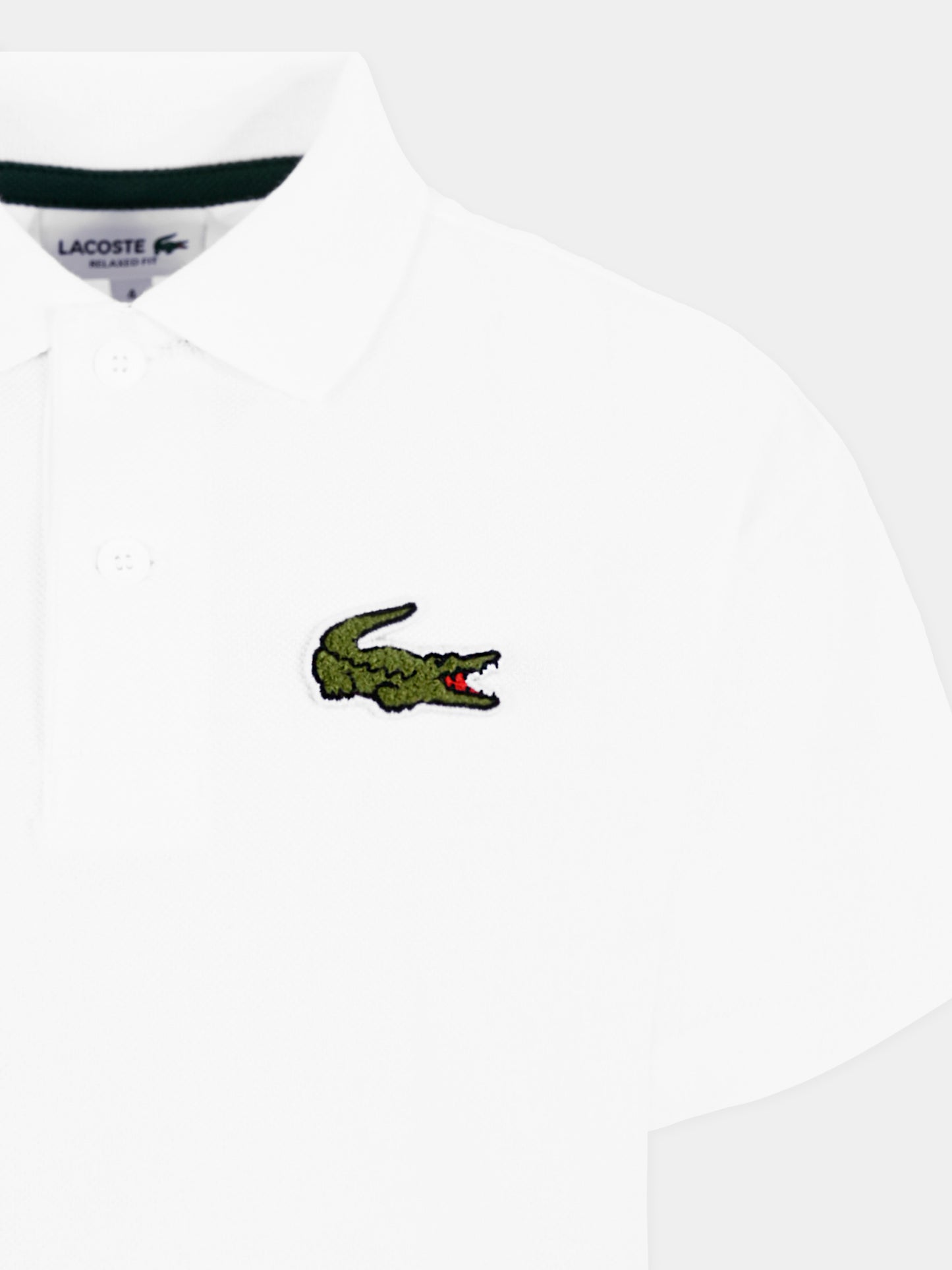 Polo bianca per bambino con coccodrillo,Lacoste,PJ2482 001