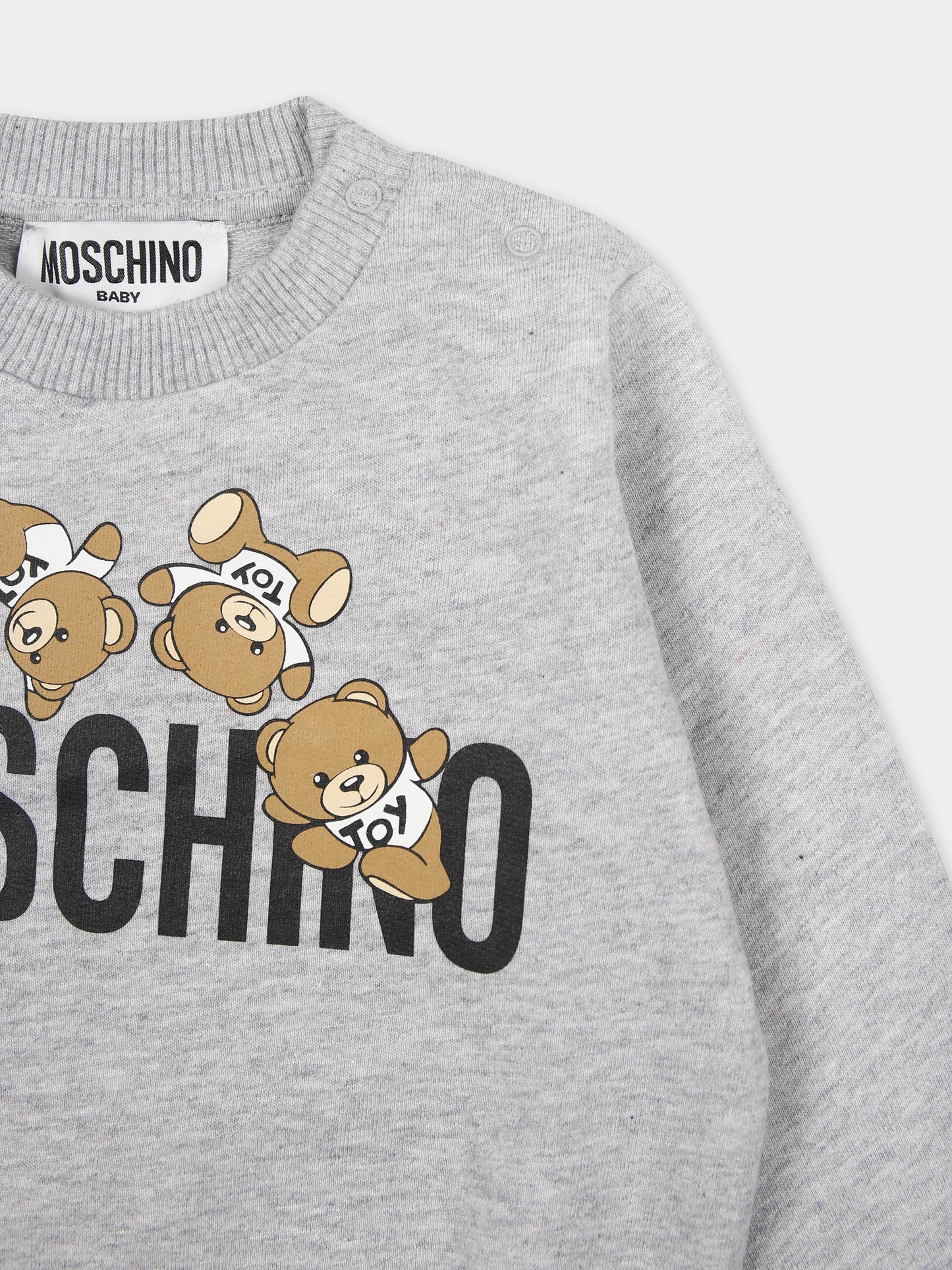 Felpa griga per neonati con Teddy Bear,Moschino Kids,MZF04Q LCA19 60926