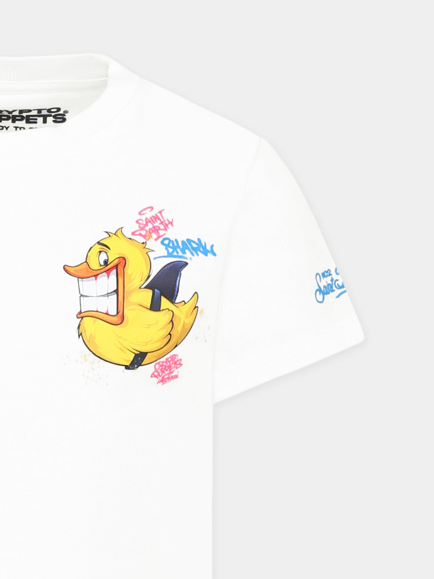 T-shirt blanc pour garçon avec canard