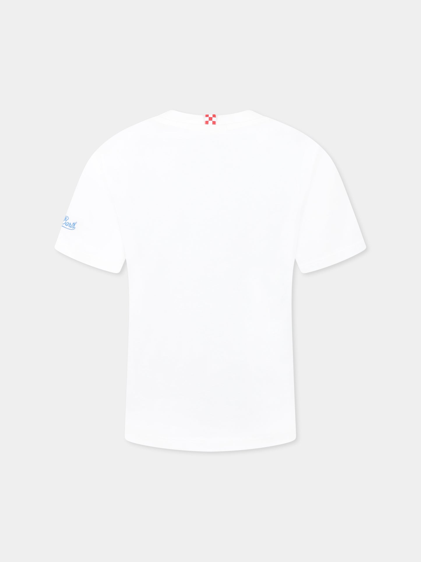 T-shirt bianca per bambino con stella marina e logo,Mc2 Saint Barth,POT0002 04720H