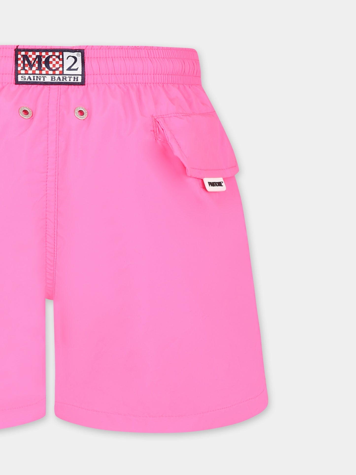 Short de bain fuchsia pour garçon avec logo