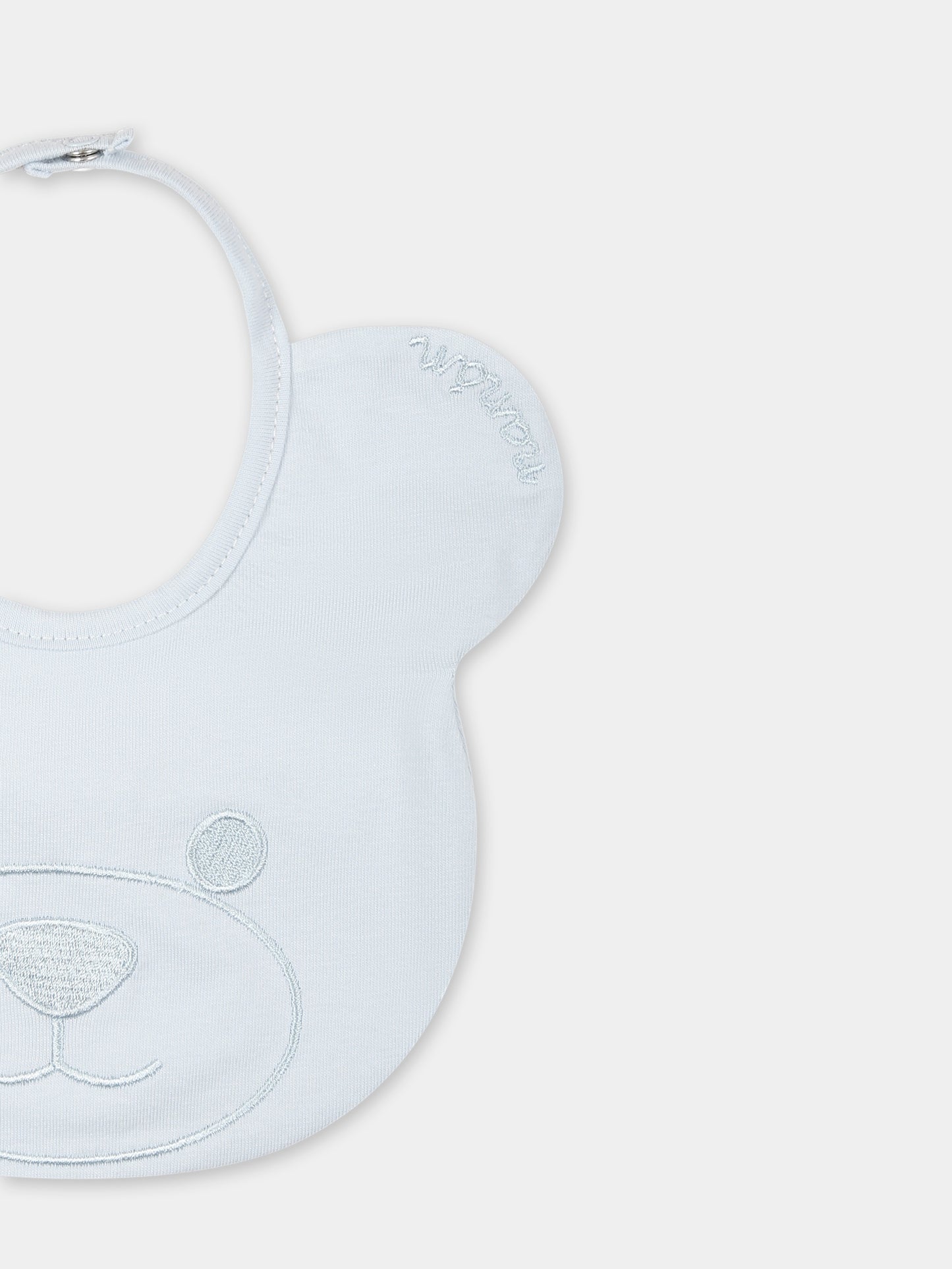 Bavoir bleu clair pour bébé garçon avce ours