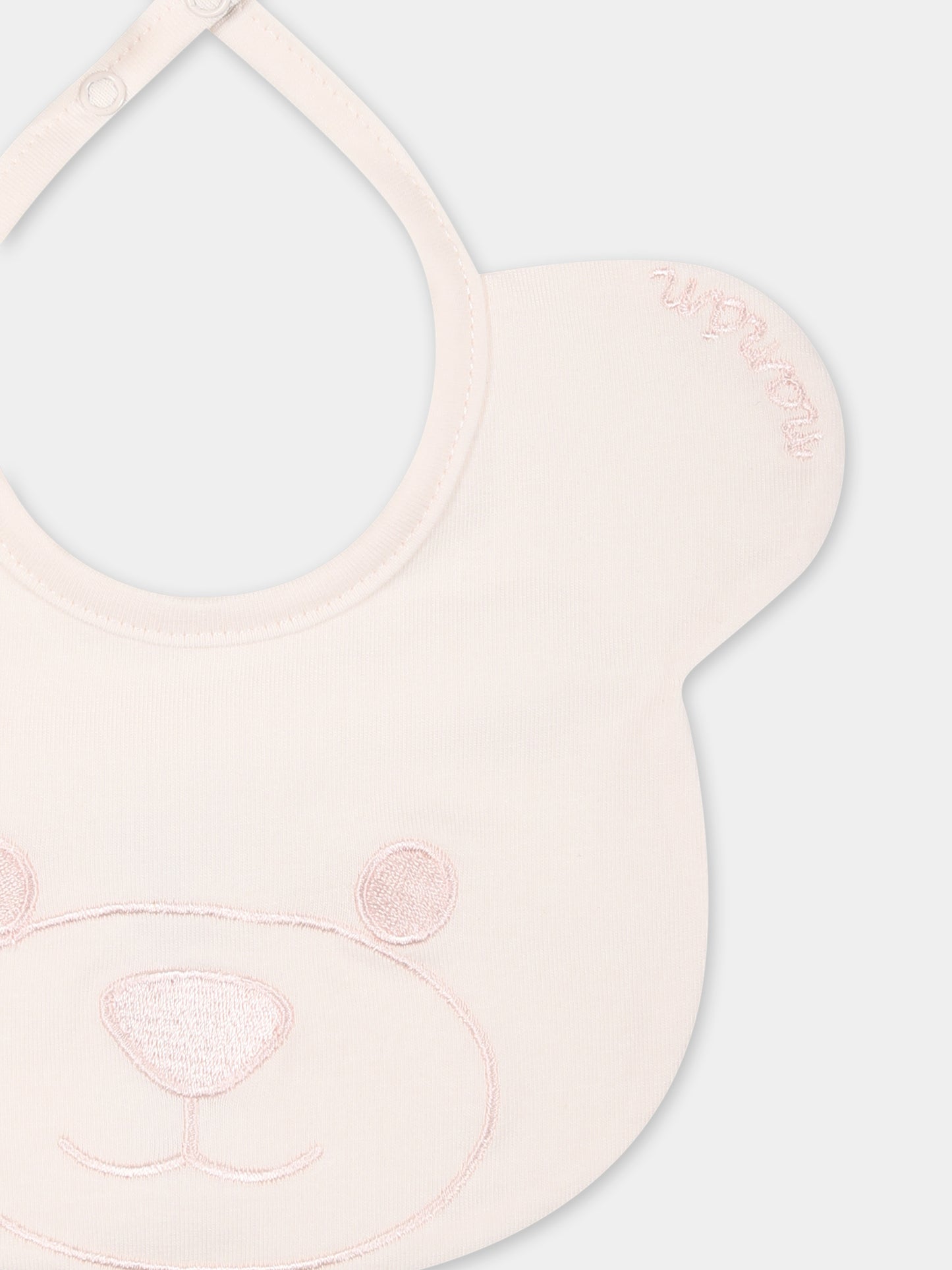 Bavoir rose pour bébé fille avce ours