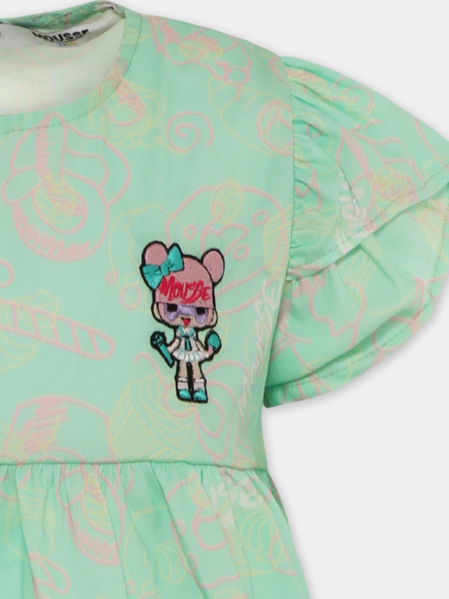 Robe verte pour fille avec poupée