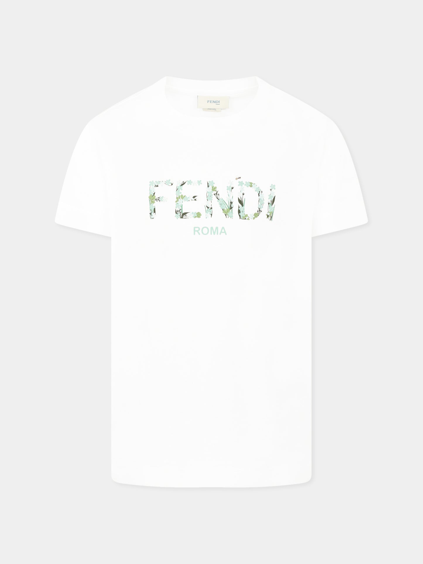 T-shirt blanc pour fille avec logo