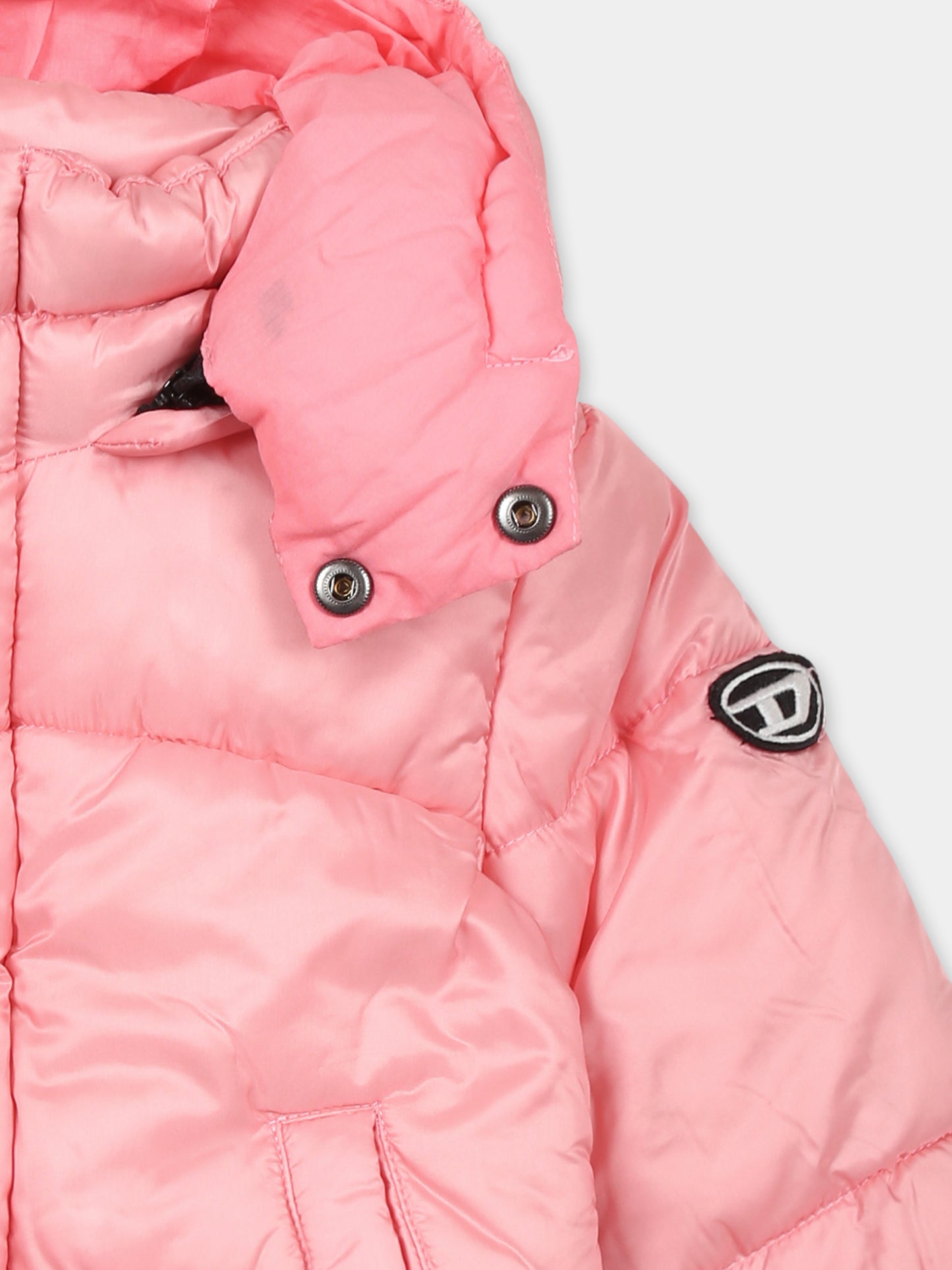 Piumino rosa per neonata con logo,Diesel,K00588 KXBND K325