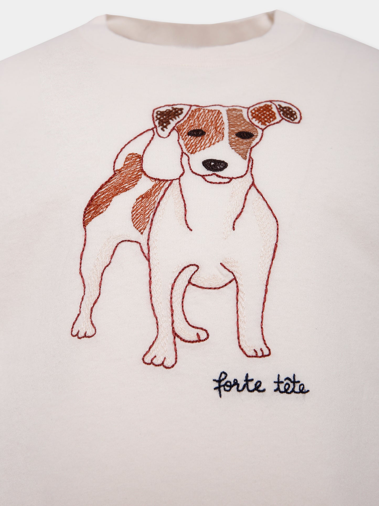 T-shirt avorio per bambino con cane,Bonpoint,W05BTSK00017 104