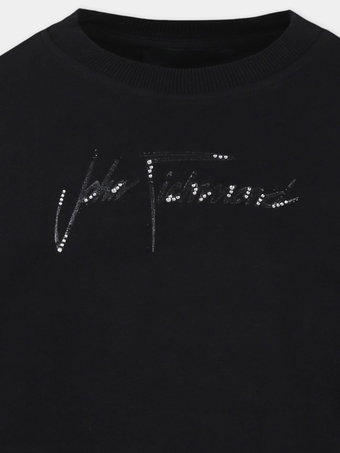 Felpa crop nera per bambina con logo,Richmond,RGA24135FE BLACK