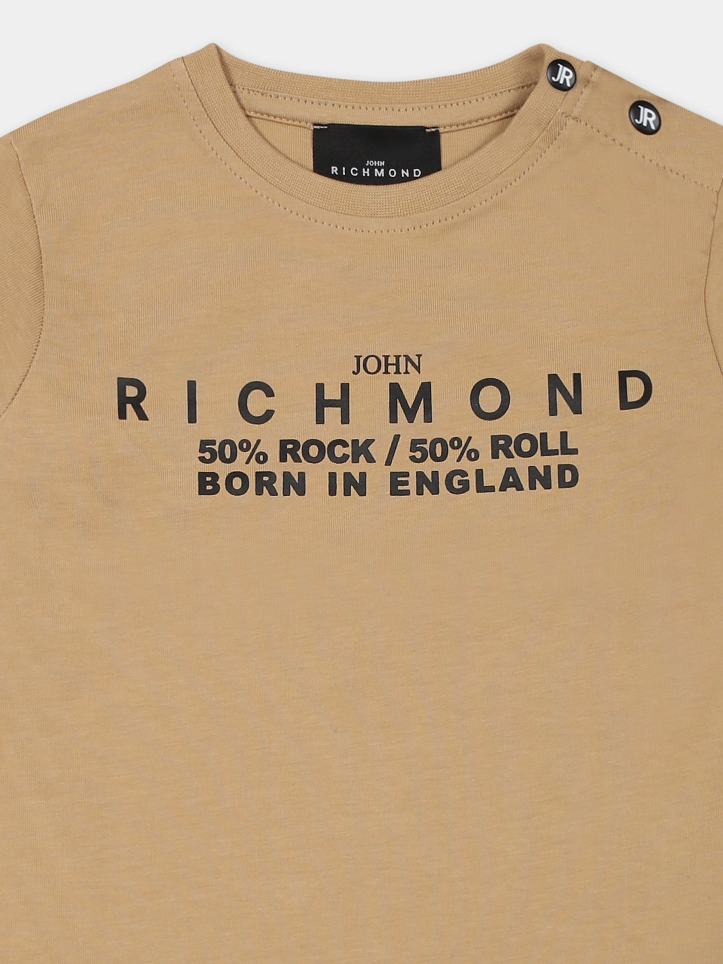 T-shirt beige per neonato con logo,Richmond,RIA24034TS SAND/BLK
