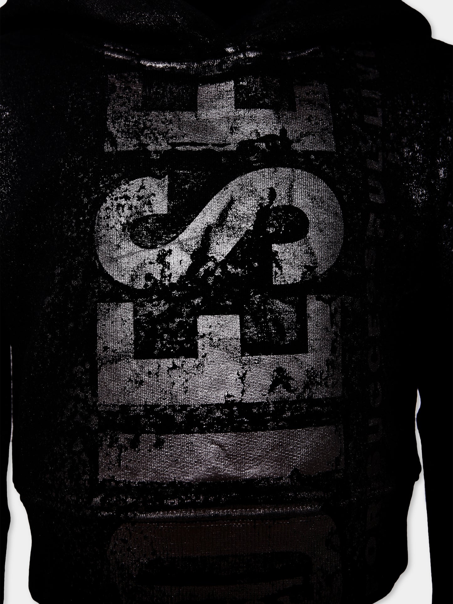 Felpa crop nera per bambian con logo,Diesel,J02376-KYAZU-K900