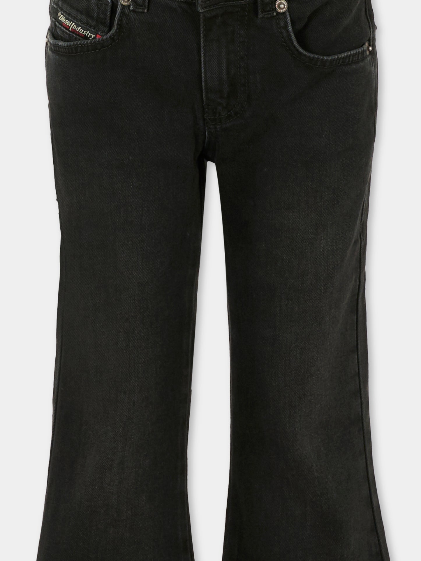 Jeans neri per bambina con patch logato,Diesel,J02508-KXBMV-K02
