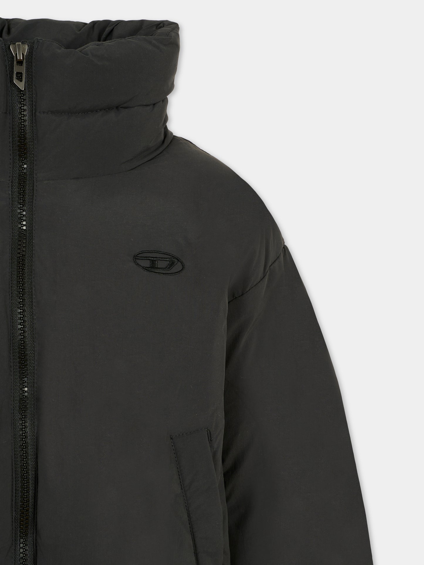 Piumino crop nero per bambina con logo,Diesel,J02525-KXBQ0-K900