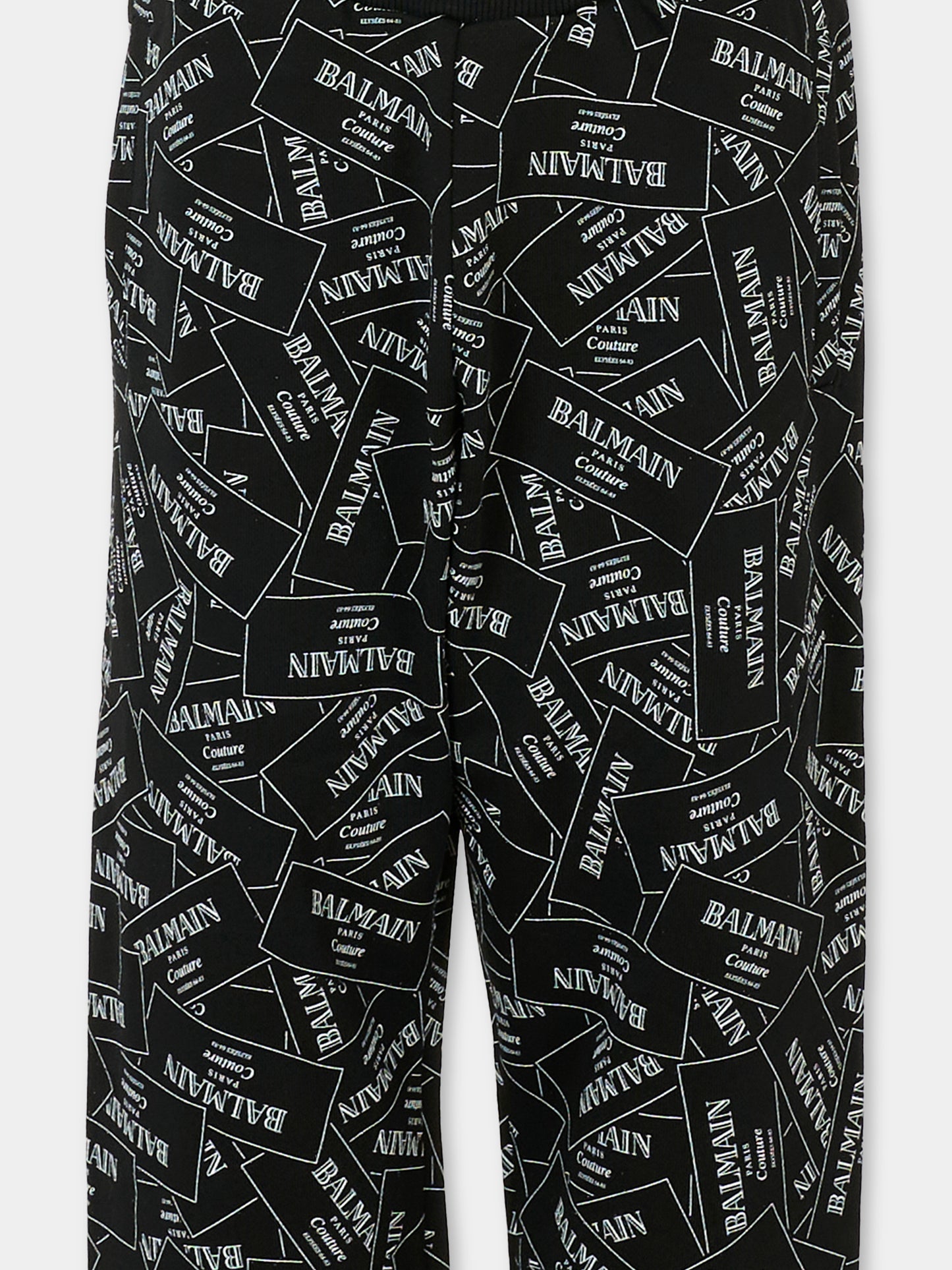 Pantaloni neri per bambini con logo all over,Balmain Kids,BX6P50-Z3331 930BC