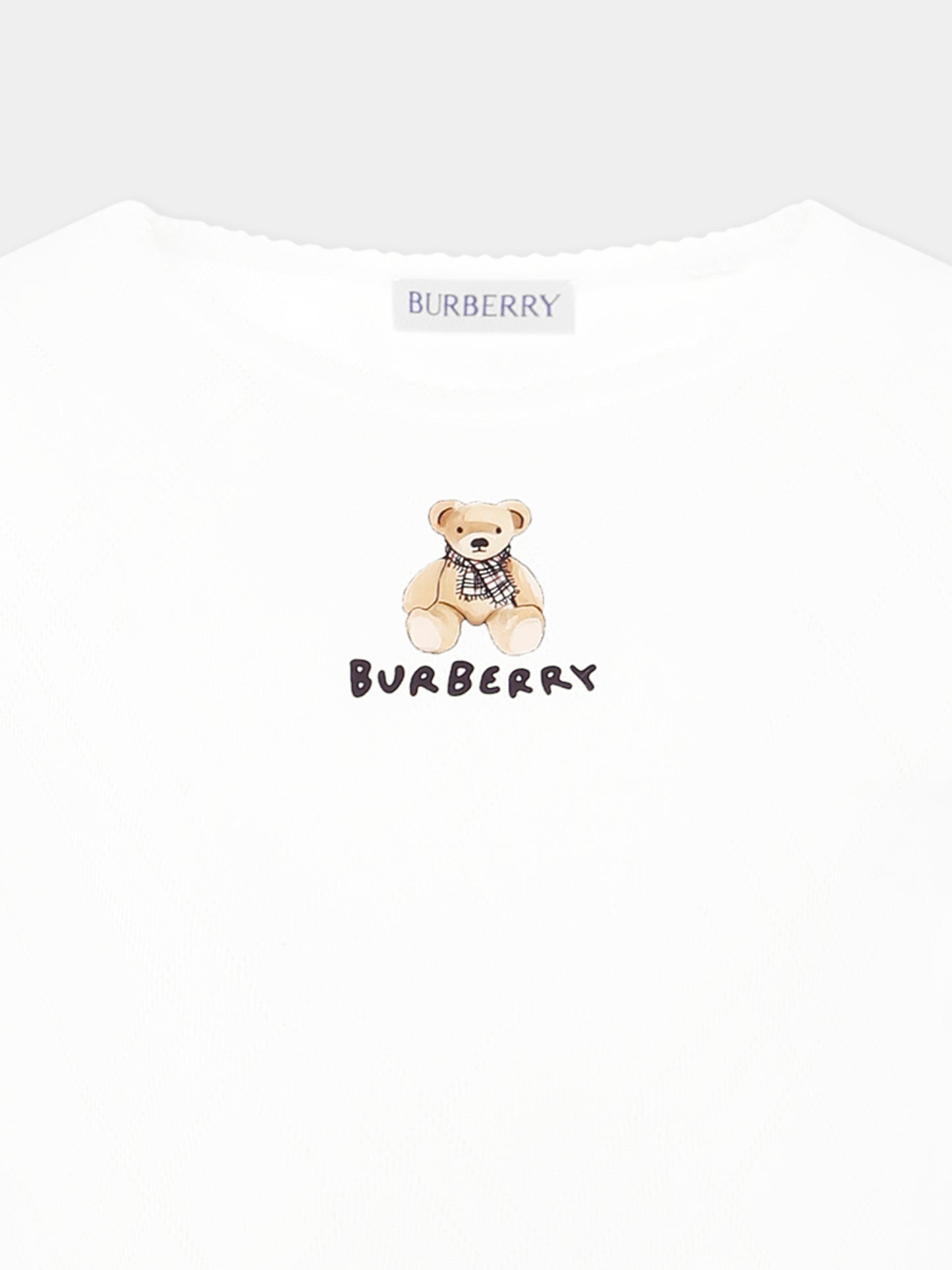 T-shirt bianca per bambina con orsetto e logo,Burberry Kids,8108566 A1464