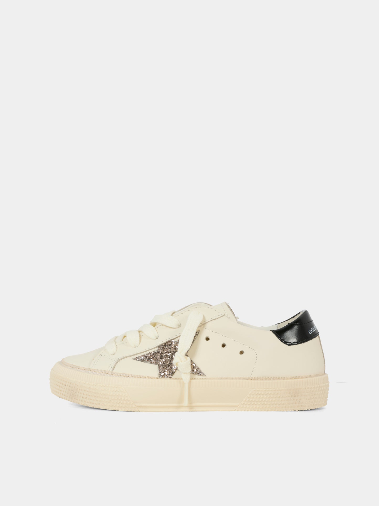Sneakers May avorio per bambina con stella,Golden Goose,GJF00112 F007442 82985