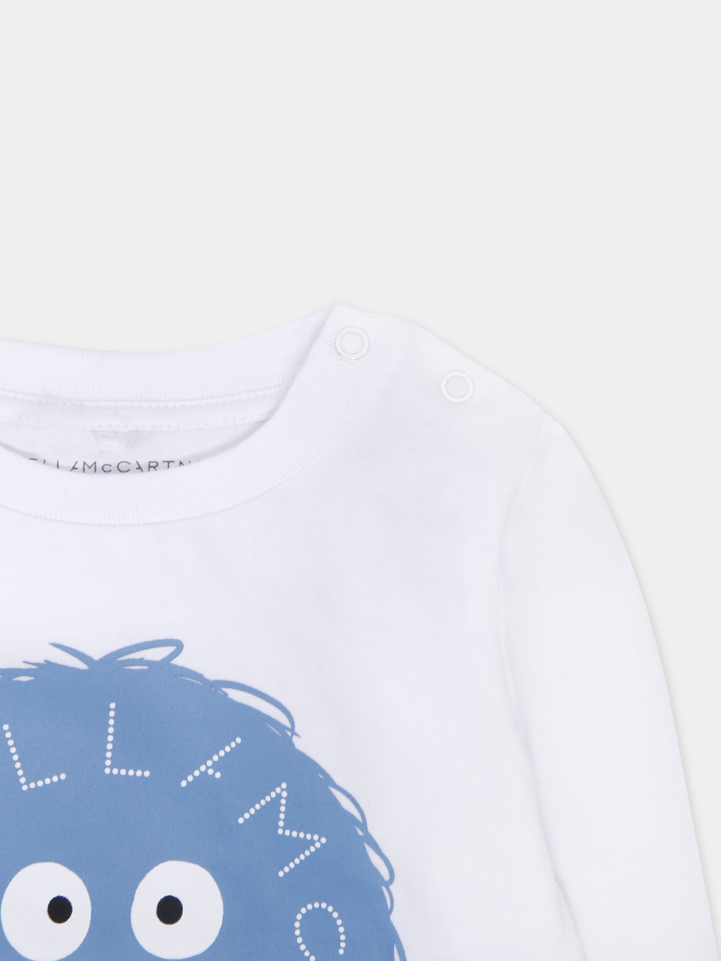 T-shirt bianca per neonato con mostro,Stella Mccartney Kids,TX8570 Z0434 100