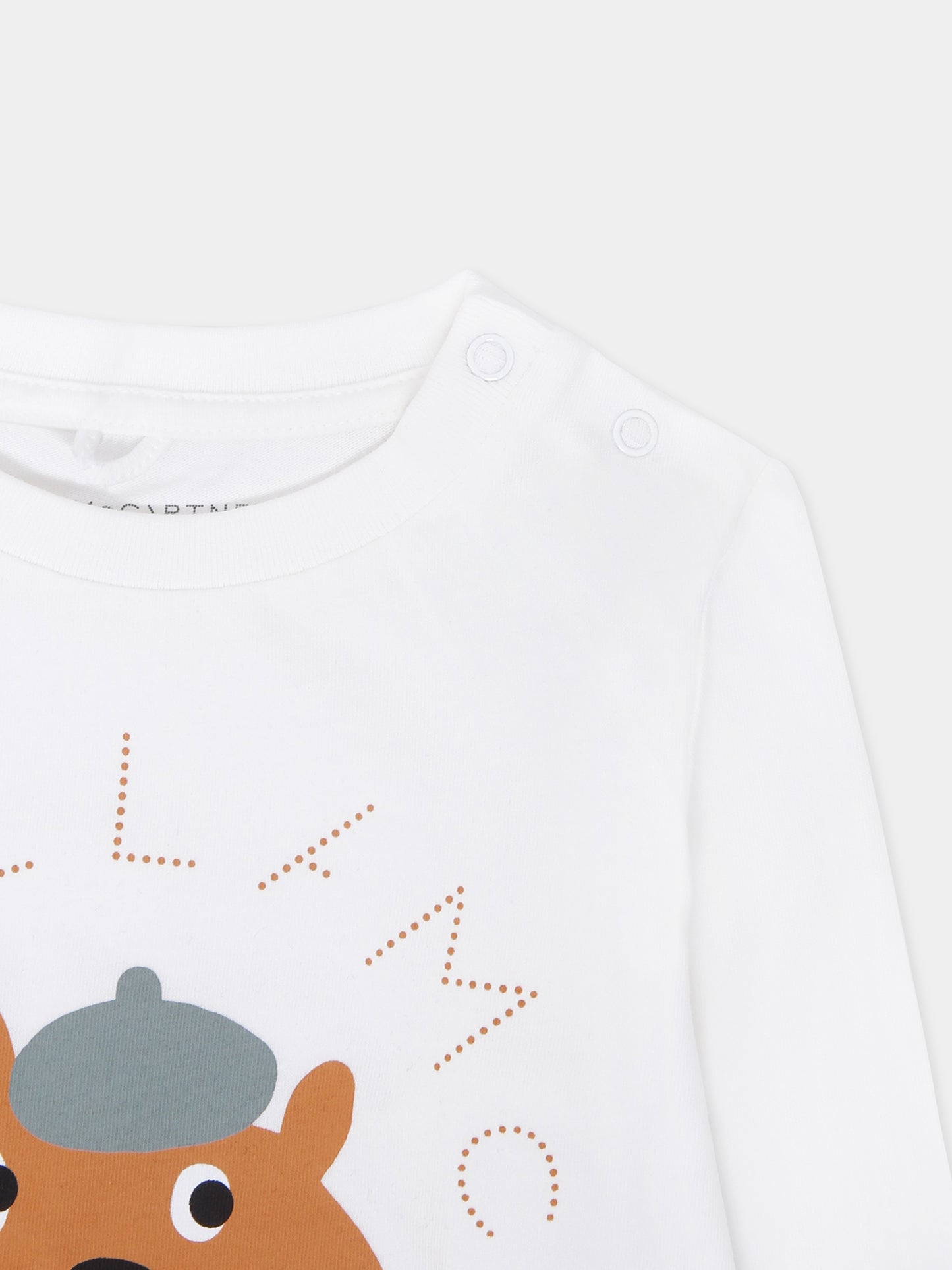 T-shirt avorio per neonato con scoiattolo,Stella Mccartney Kids,TX8590 Z0434 101