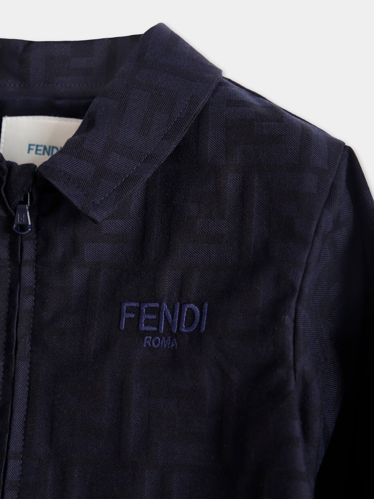 Giacca blu con FF all-over per neonato,Fendi Kids,BMA139 AS64 F1I11