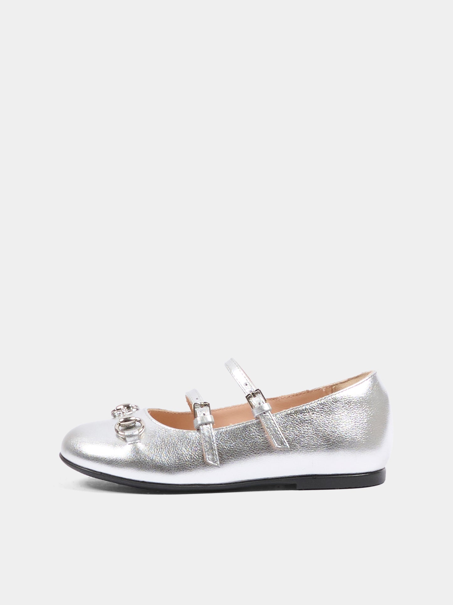 Ballerine argentate per bambina con Morestto,Gucci Kids,834356 BMP00 8106