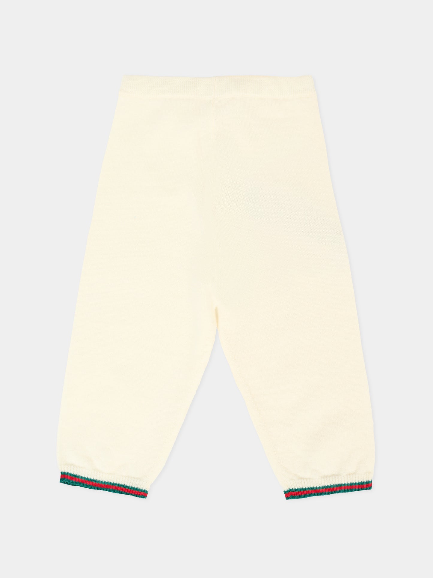 Pantaloni avorio per neonati con dettaglio Web,Gucci Kids,825864 XKEXM 9112