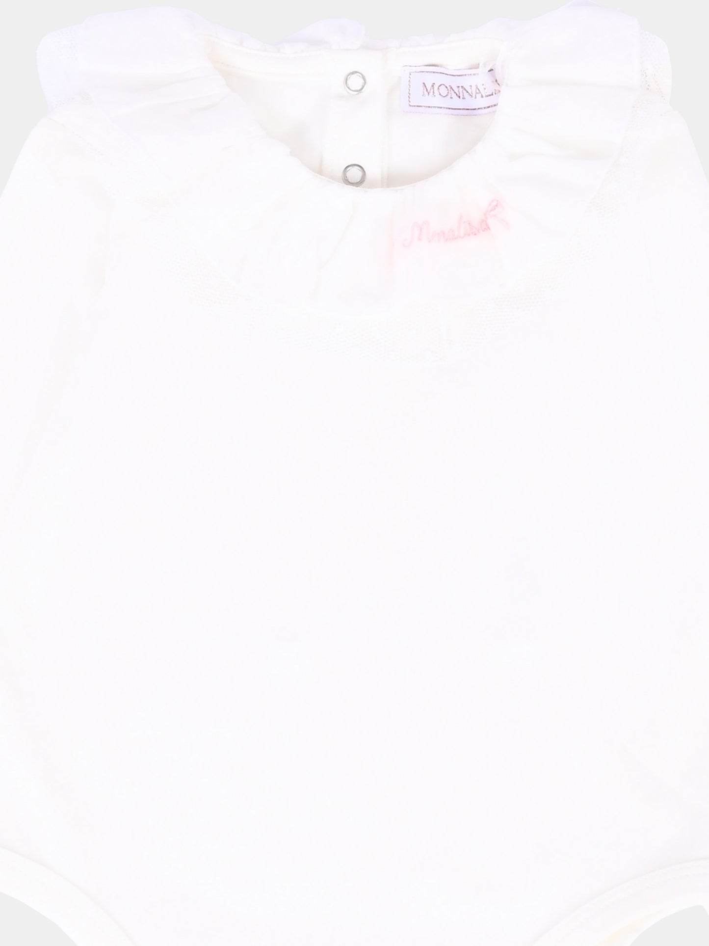 Body bianco per neonata con logo,Monnalisa,37F300 6003 0190