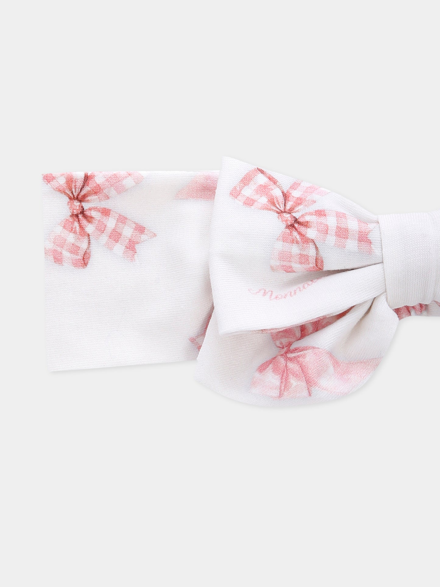 Fascia bianca per neonata con fiocco all over,Monnalisa,39F002 6650 0001