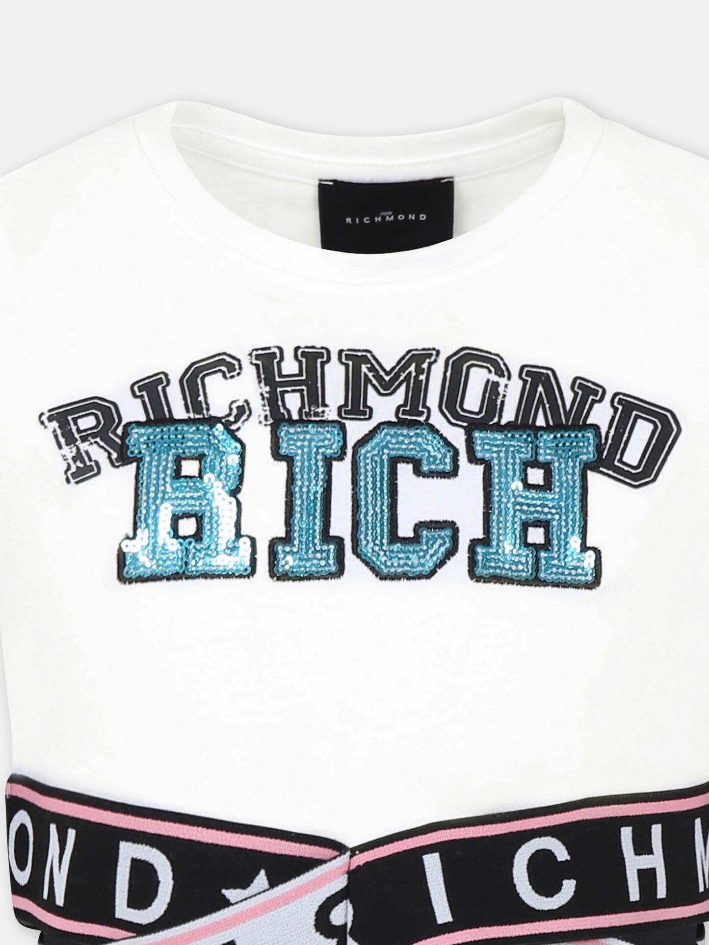 Top court blanc pour fille avec logo