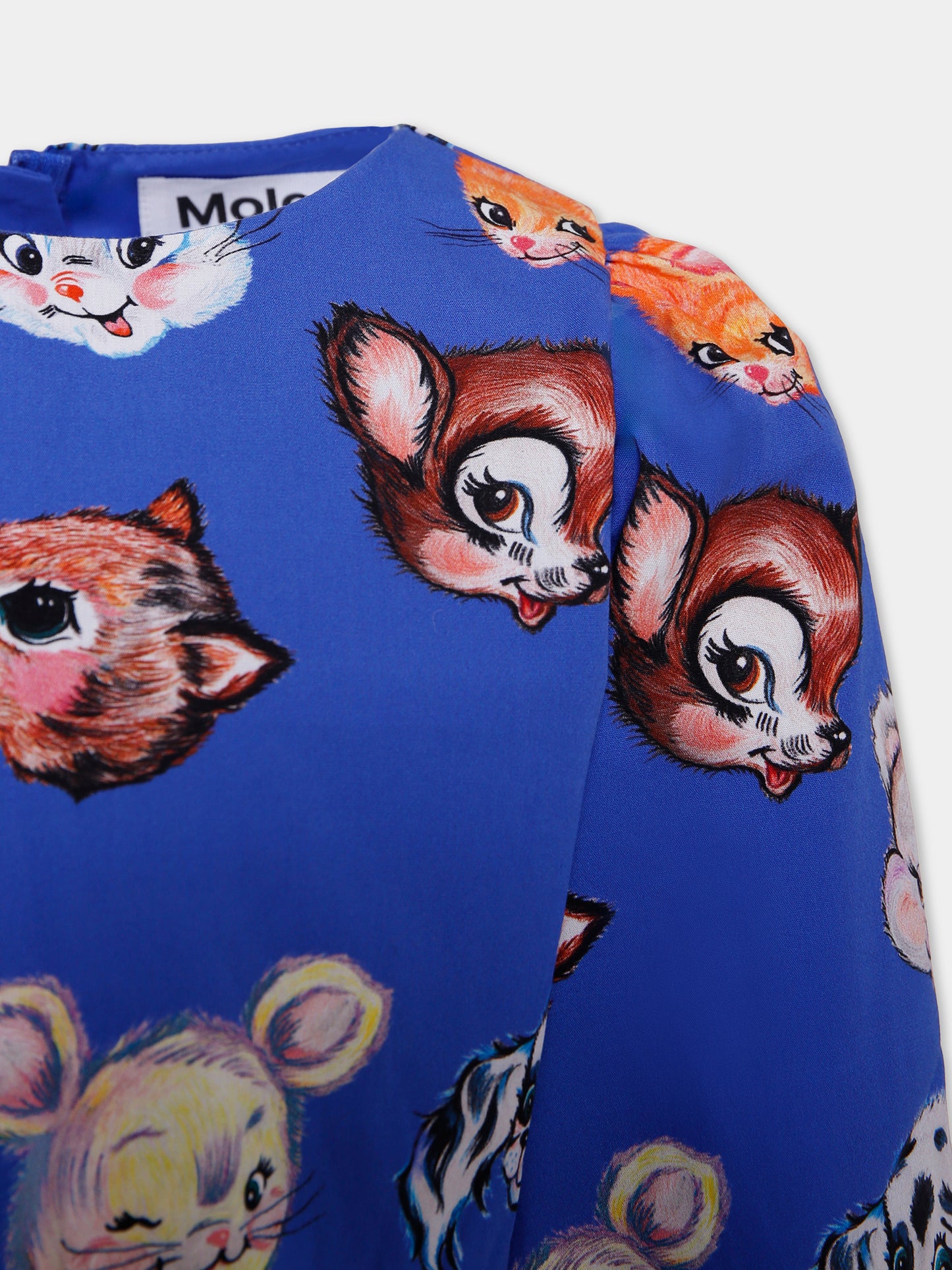 Vestito Clio blu per bambina con animali all over,Molo,2W25E234 5508