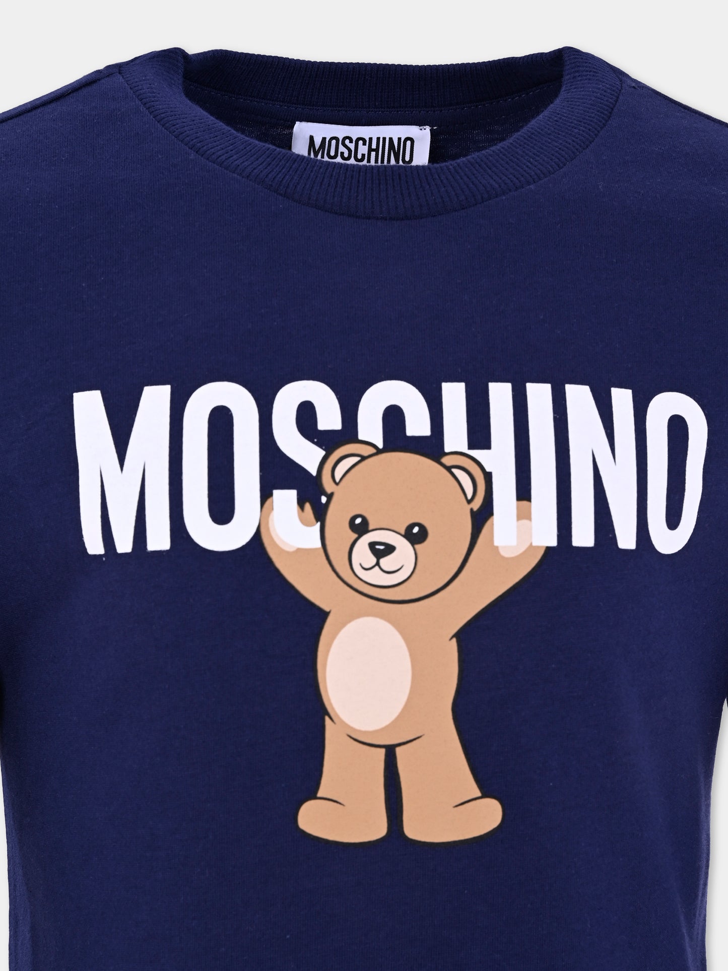 T-shirt blu per bambini con Teddy Bear,Moschino Kids,HTO00J LAA10 40016