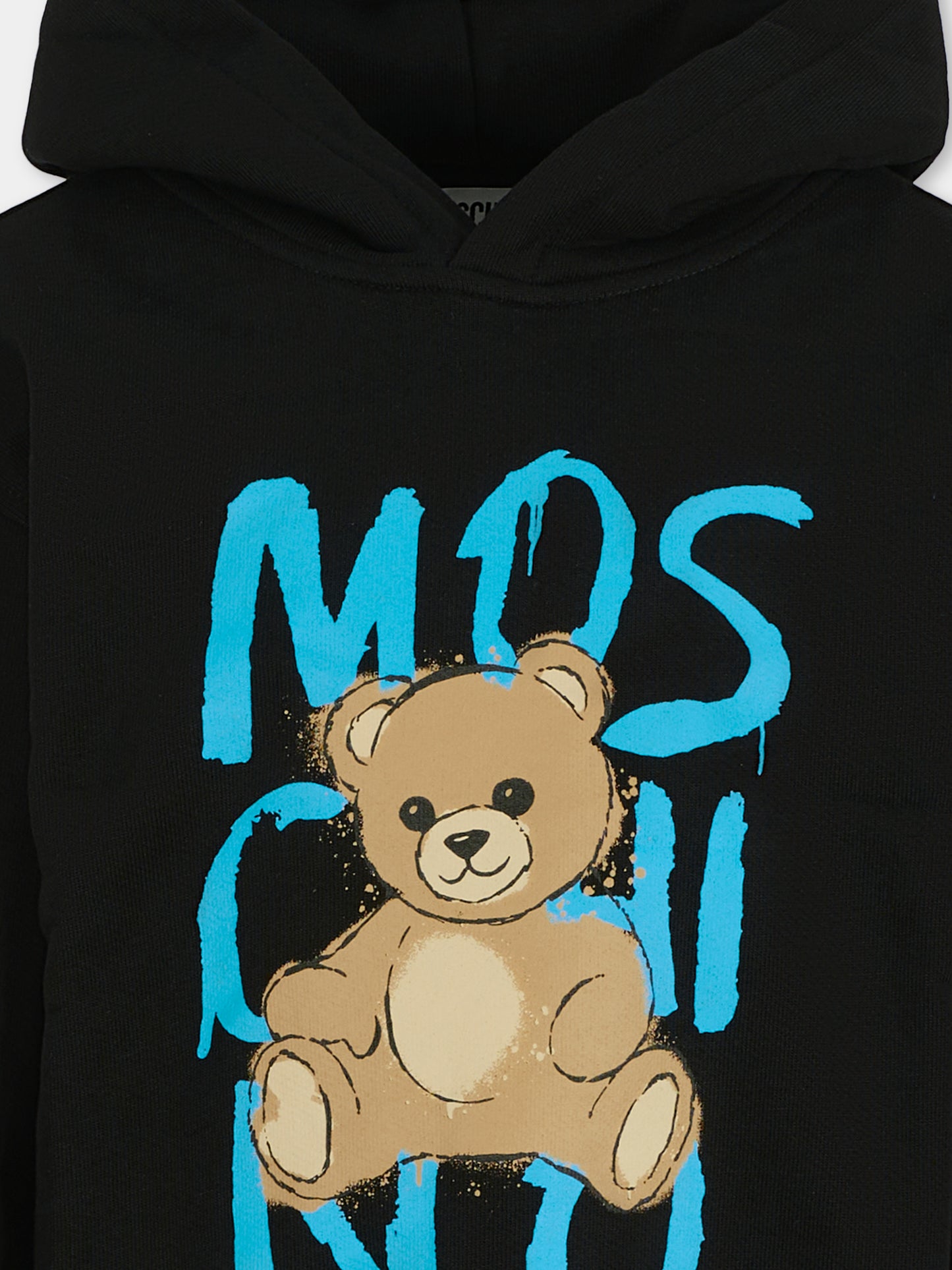 Felpa nera per bambini con Teddy Bear e logo,Moschino Kids,HUF098 LCA77 60100