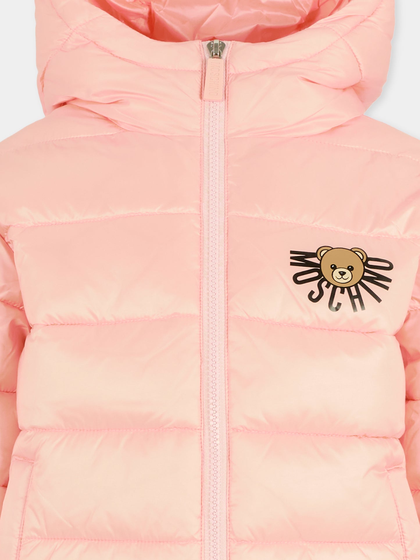 Piumino rosa per bambina con Teddy Bear,Moschino Kids,HUS05F L3A32 50209