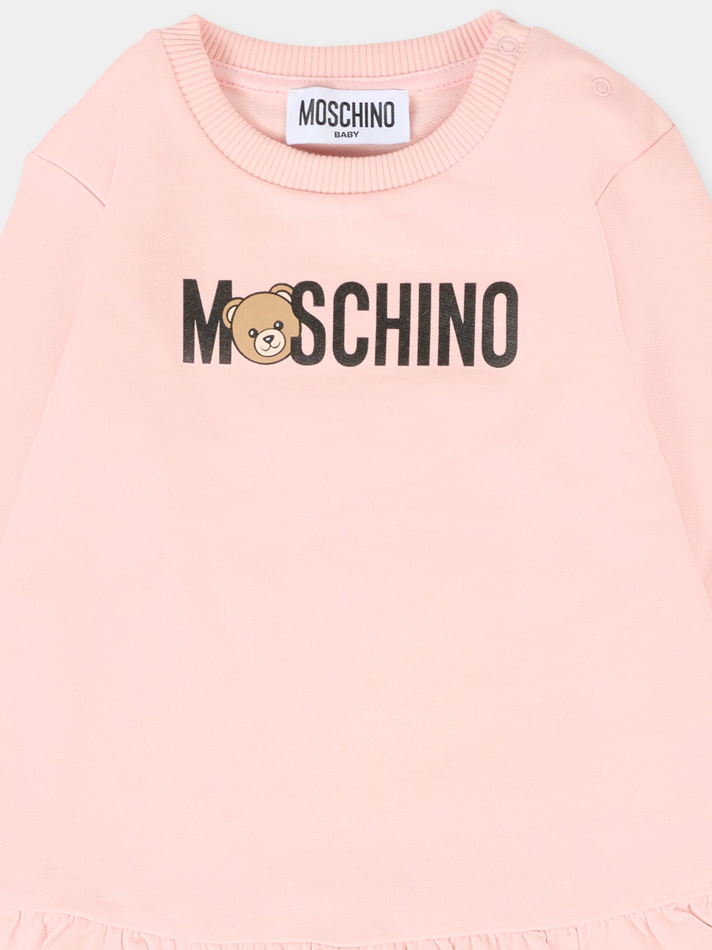 Vestito rosa per neonata con Teddy Bear,Moschino Kids,MAV0BK LCA63 50209