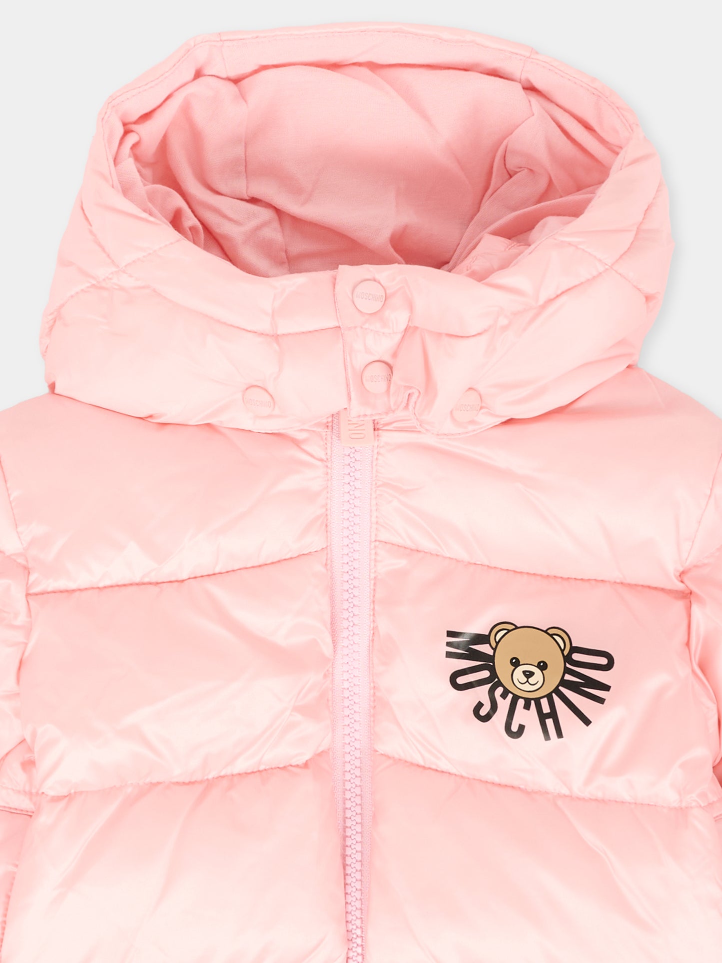 Piumino rosa per neonata con Teddy Bear,Moschino Kids,MUS032 L3A32 50209