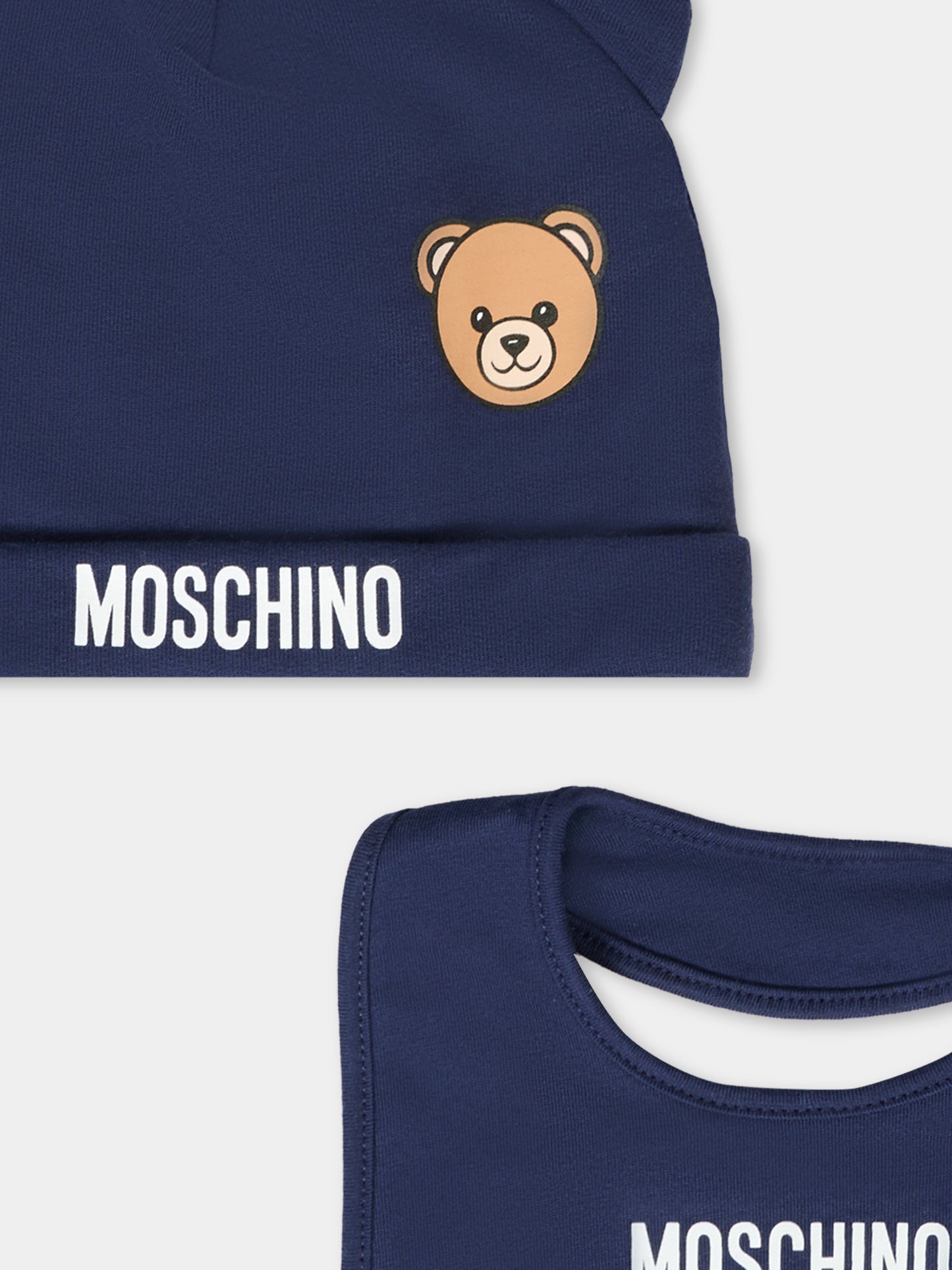 Set accessori blu per neonato con Teddy Bear,Moschino Kids,MUY08K LCA40 40016