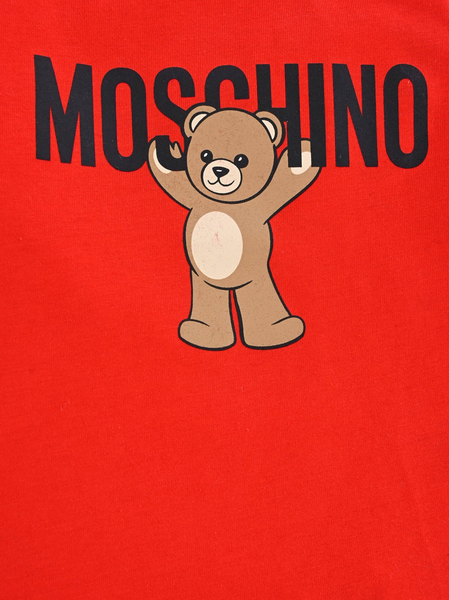 T-shirt rossa per neonati con logo e Teddy Bear,Moschino Kids,MZO00R LAA10 50109