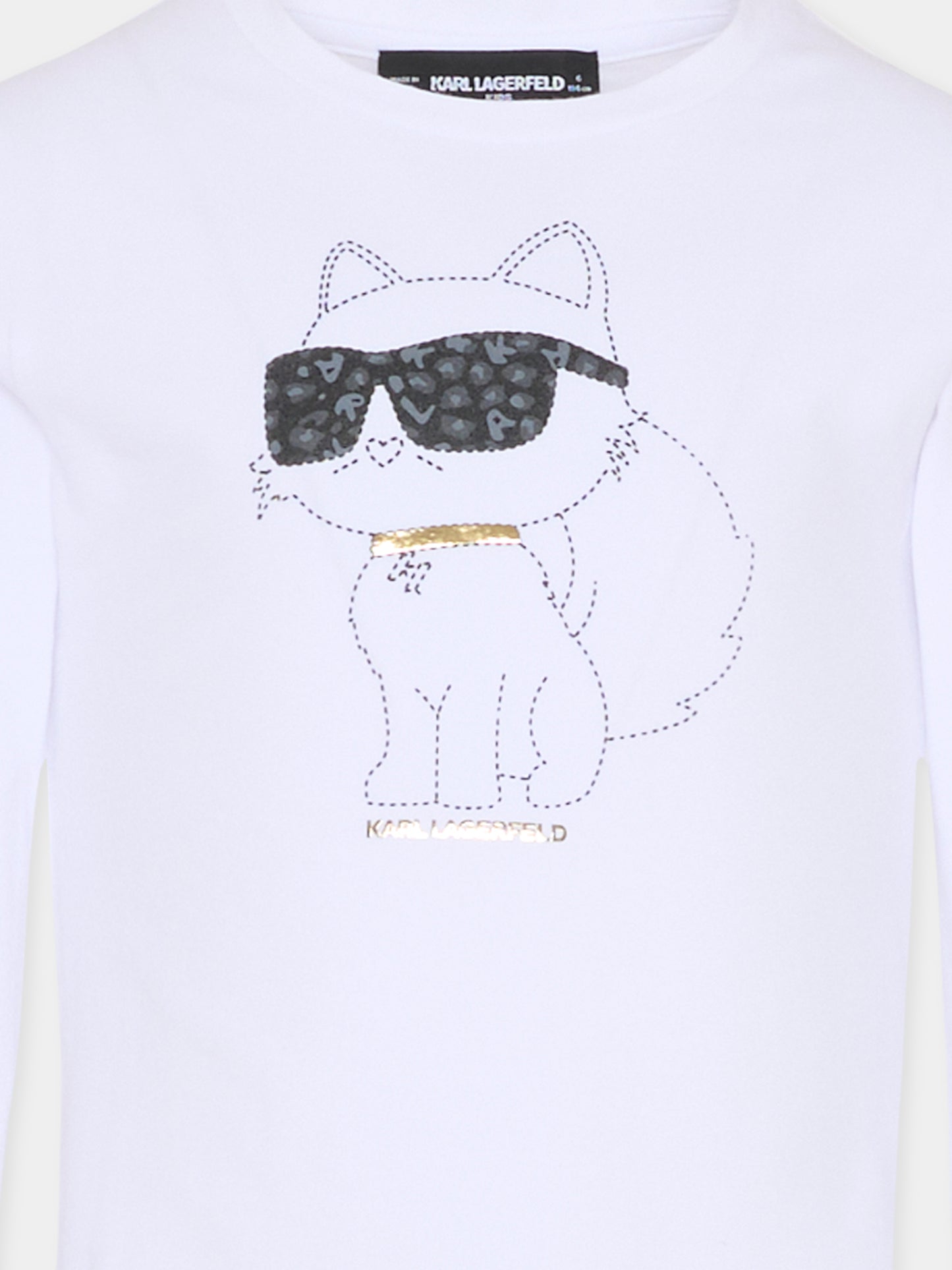 T-shirt bianca per bambina con Choupette,Karl Lagerfeld Kids,Z30938 10P