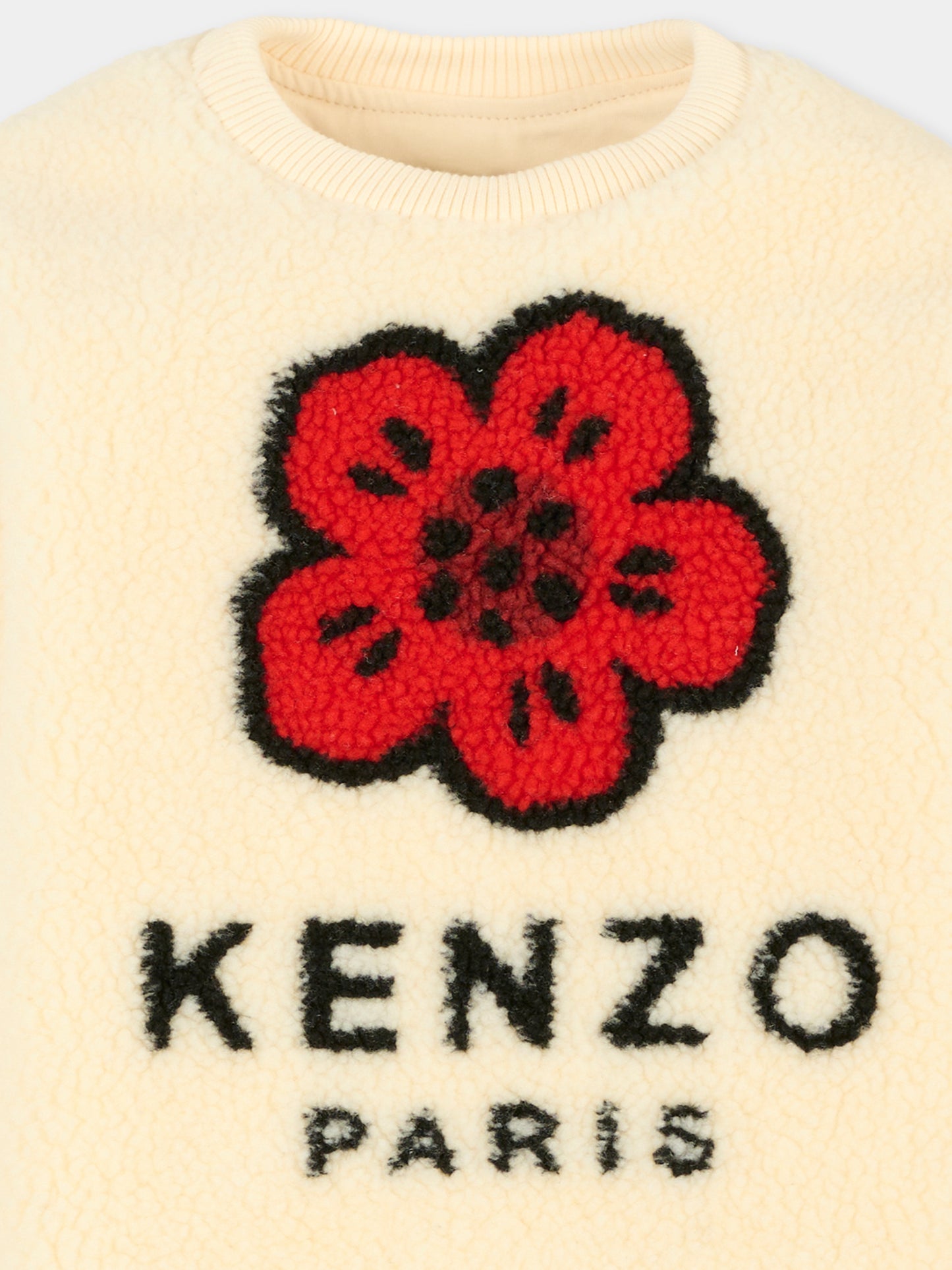 Felpa avorio per bambina con papavero,Kenzo Kids,K61376 21G