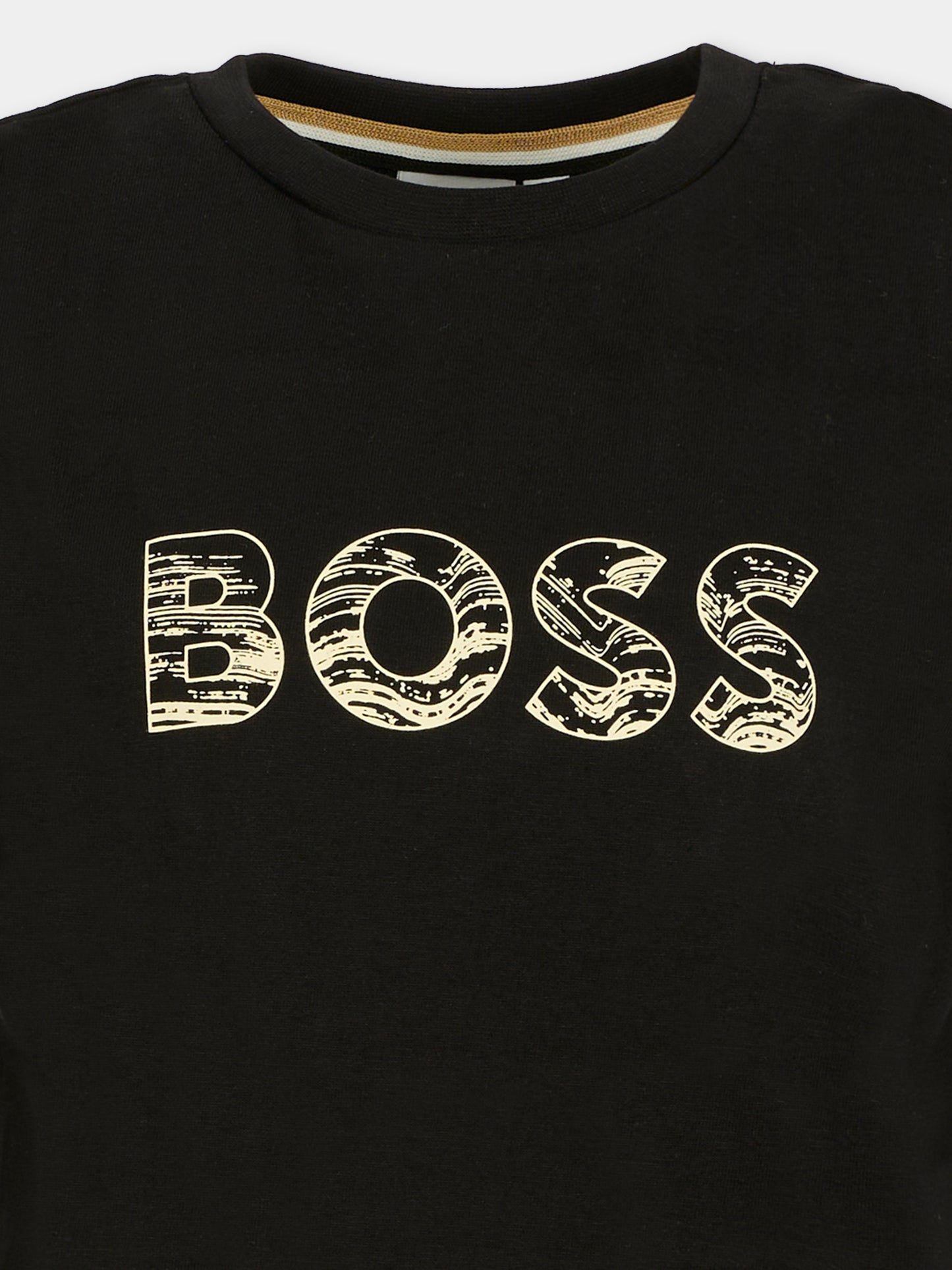 T-shirt nera per bambino con logo,Boss,J52358 09B
