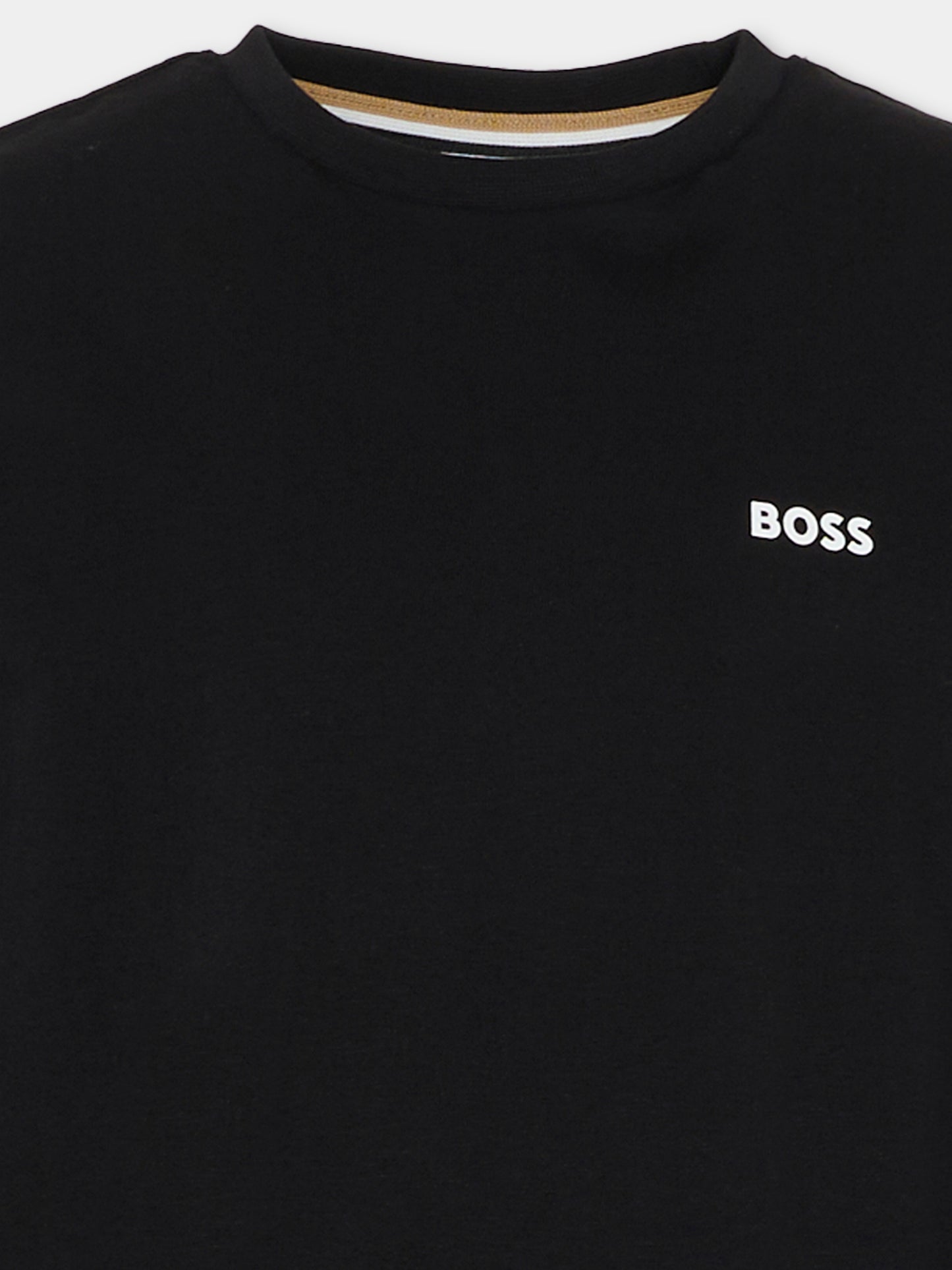 T-shirt nera per bambino con logo,Boss,J52364 09B