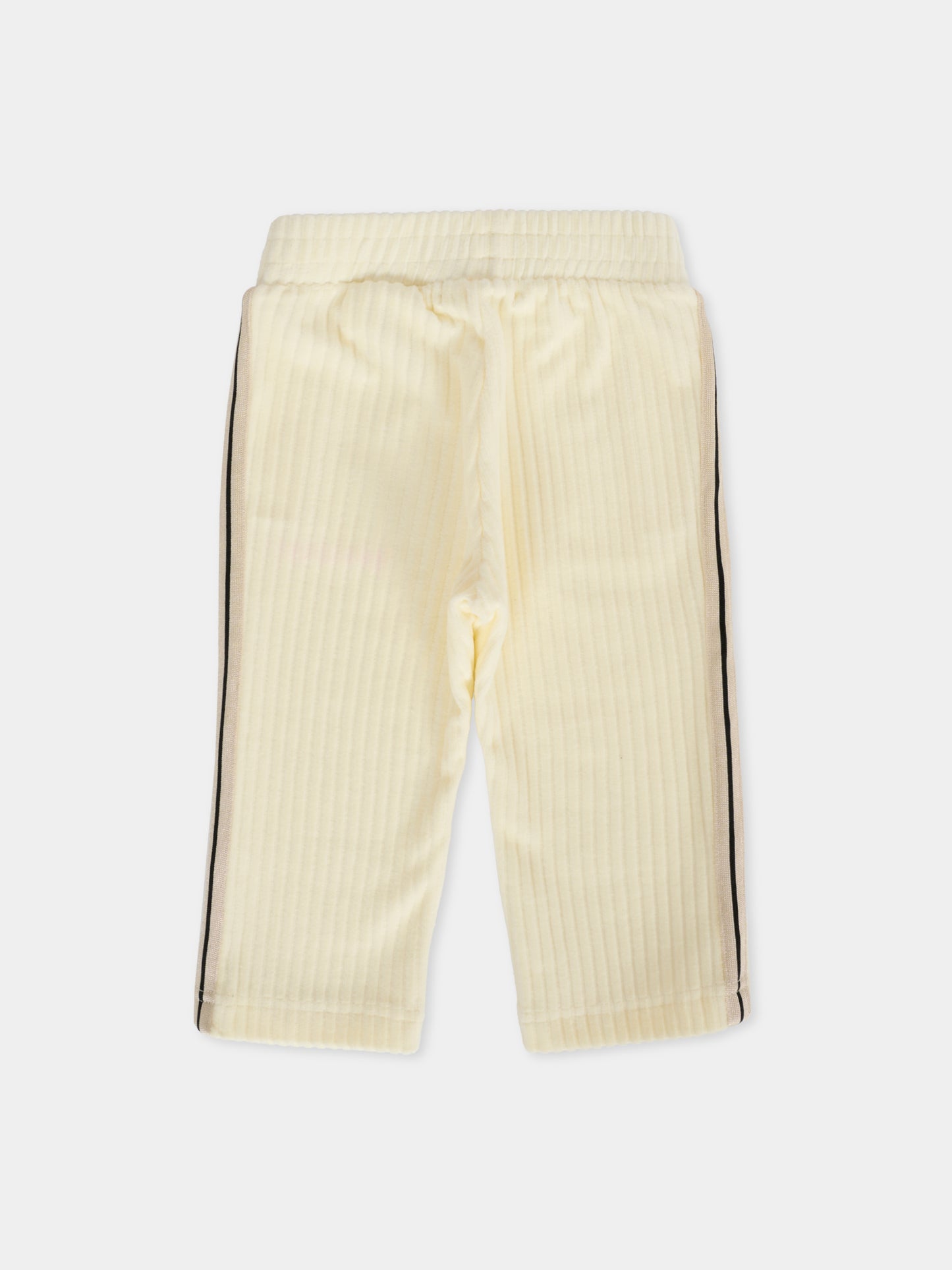 Pantaloni avorio per neonata con logo,Palm Angels,PG4X001F25FLE001033C