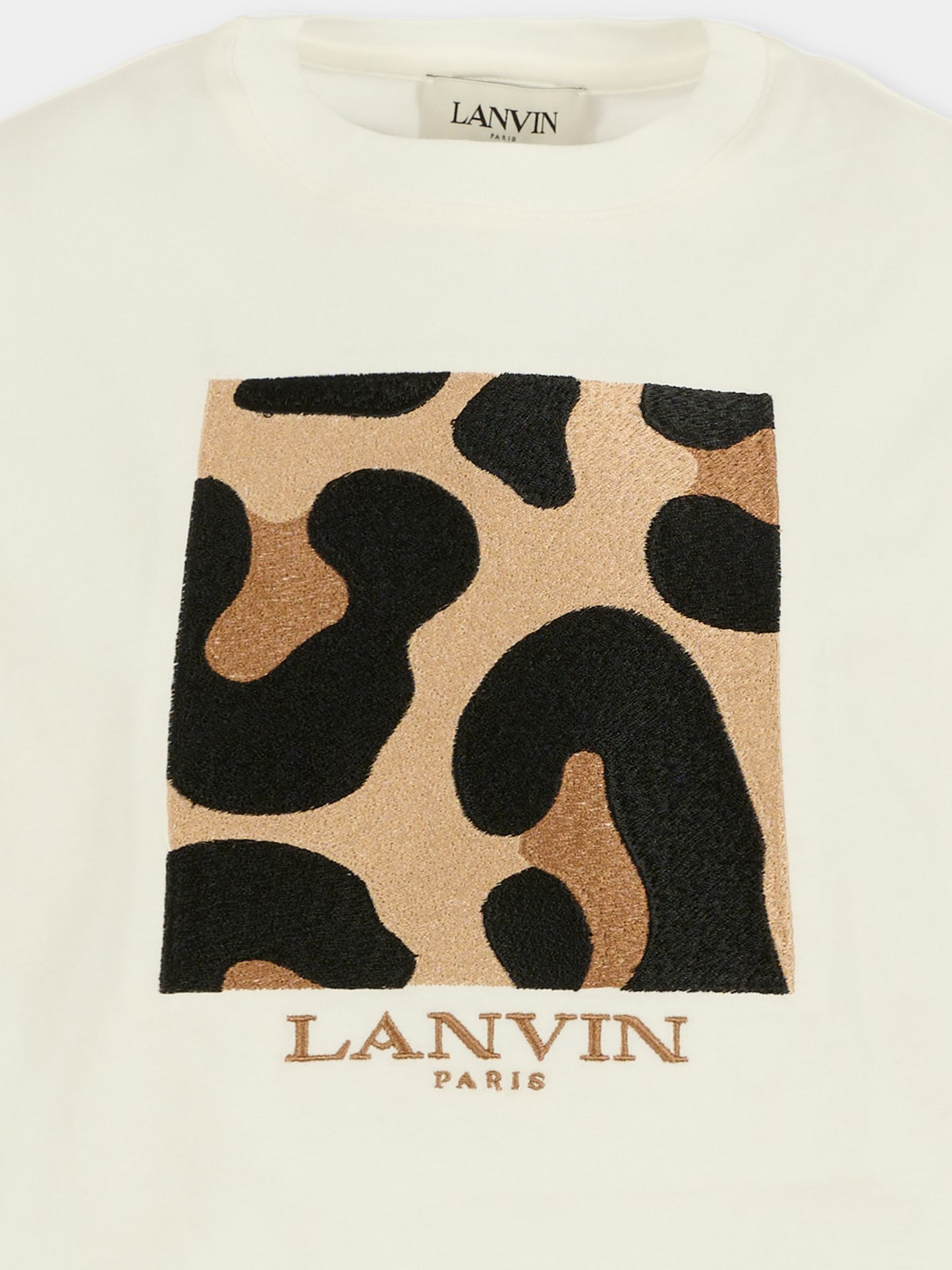 T-shirt avorio per bambina con stampa leopardata,Lanvin Petite,N30256 117