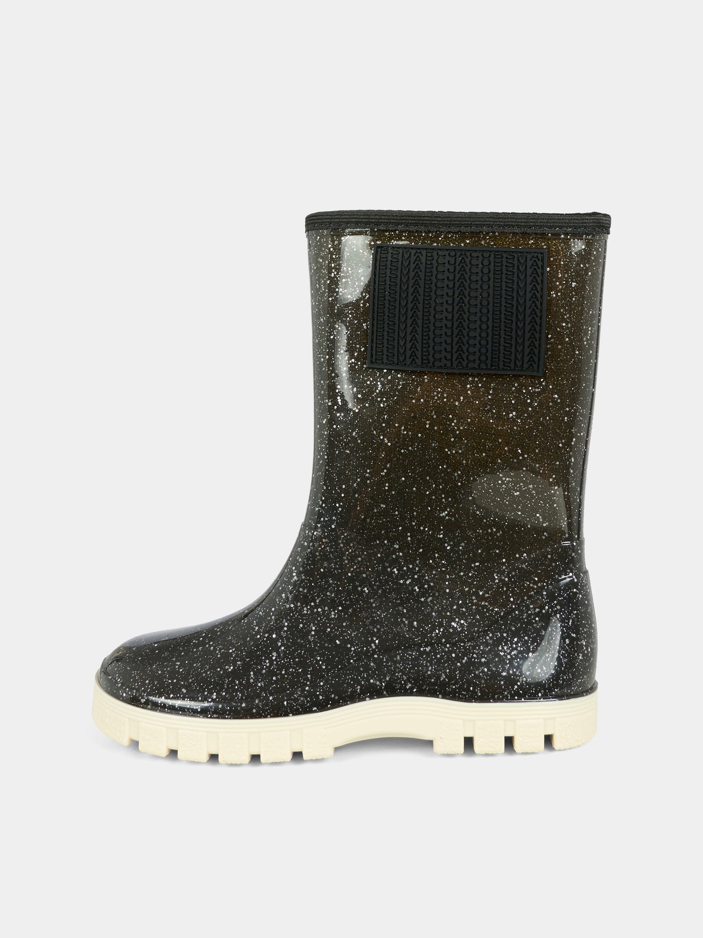 Stivali da pioggia neri per bambina con patch,Marc Jacobs,W60673 09B