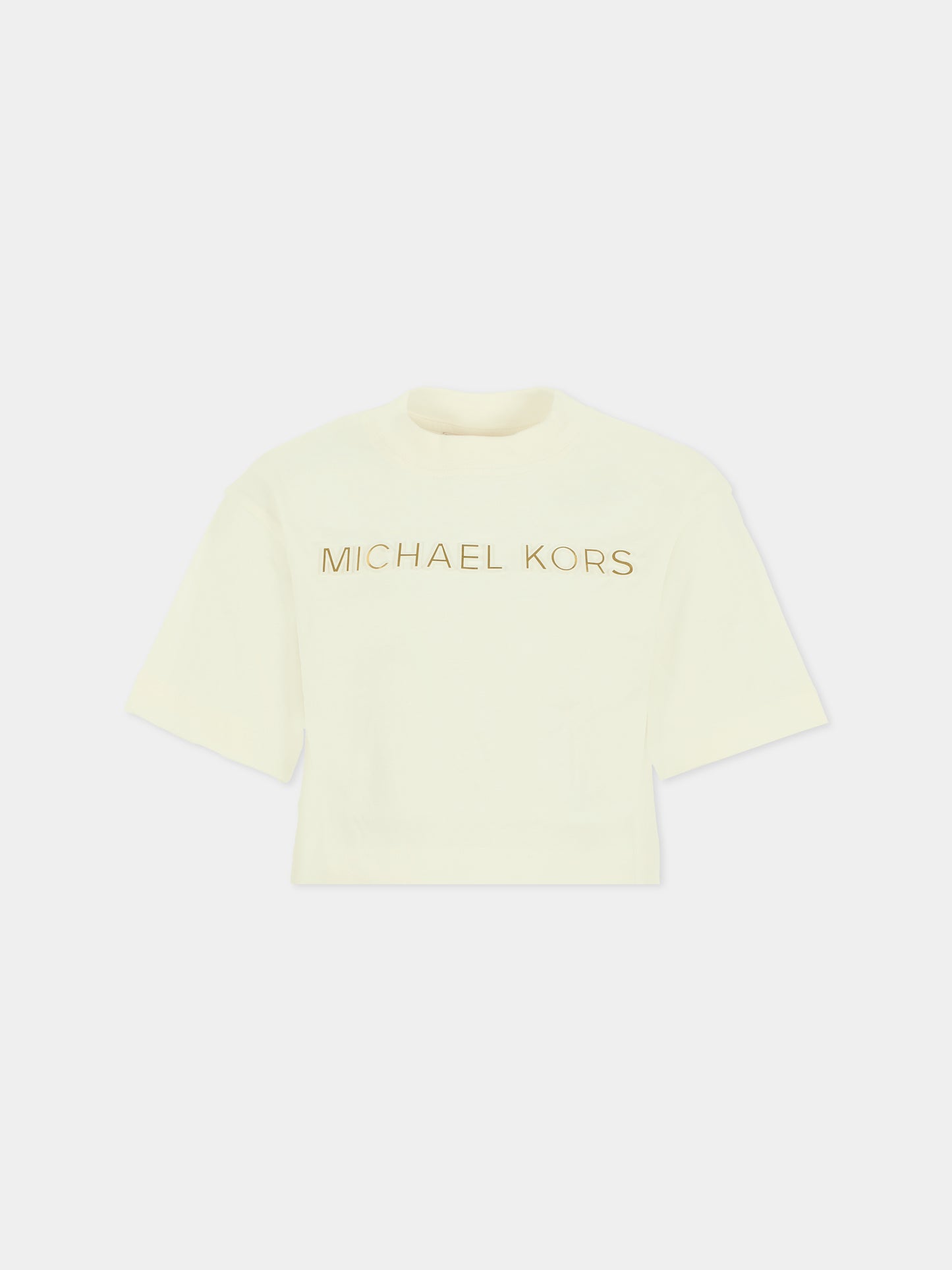 T-shirt avorio per bambina con logo,Michael Kors,R30495 117