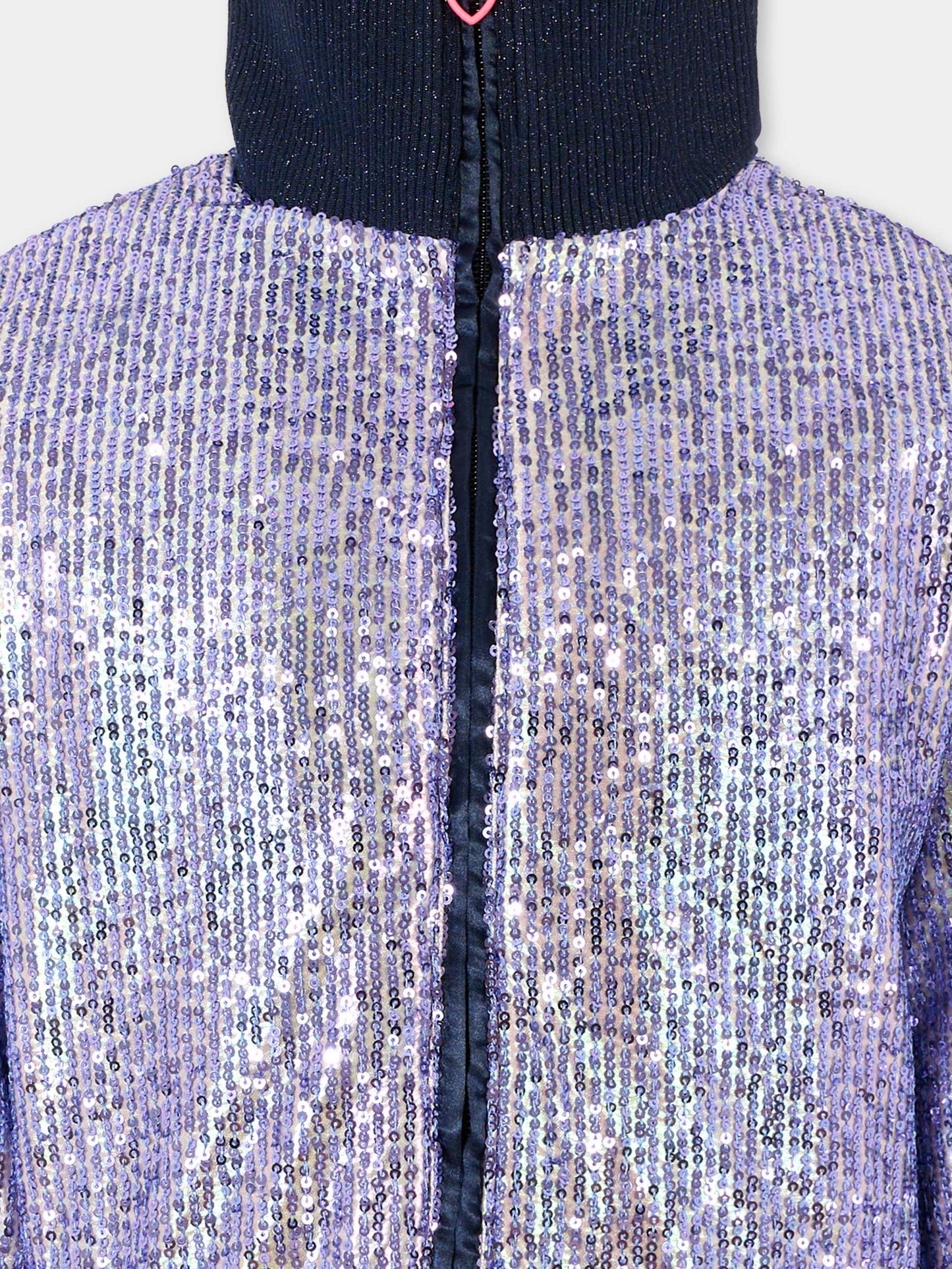 Giubbotto blu per bambina con paillettes,Billieblush,U21595 Z41