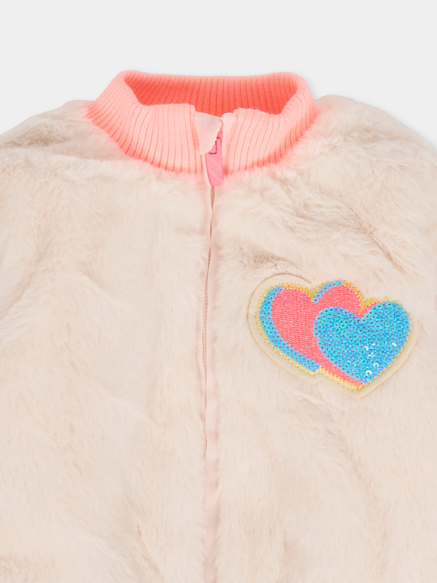 Ecopelliccia rosa per neonata con cuori,Billieblush,U21251 47V