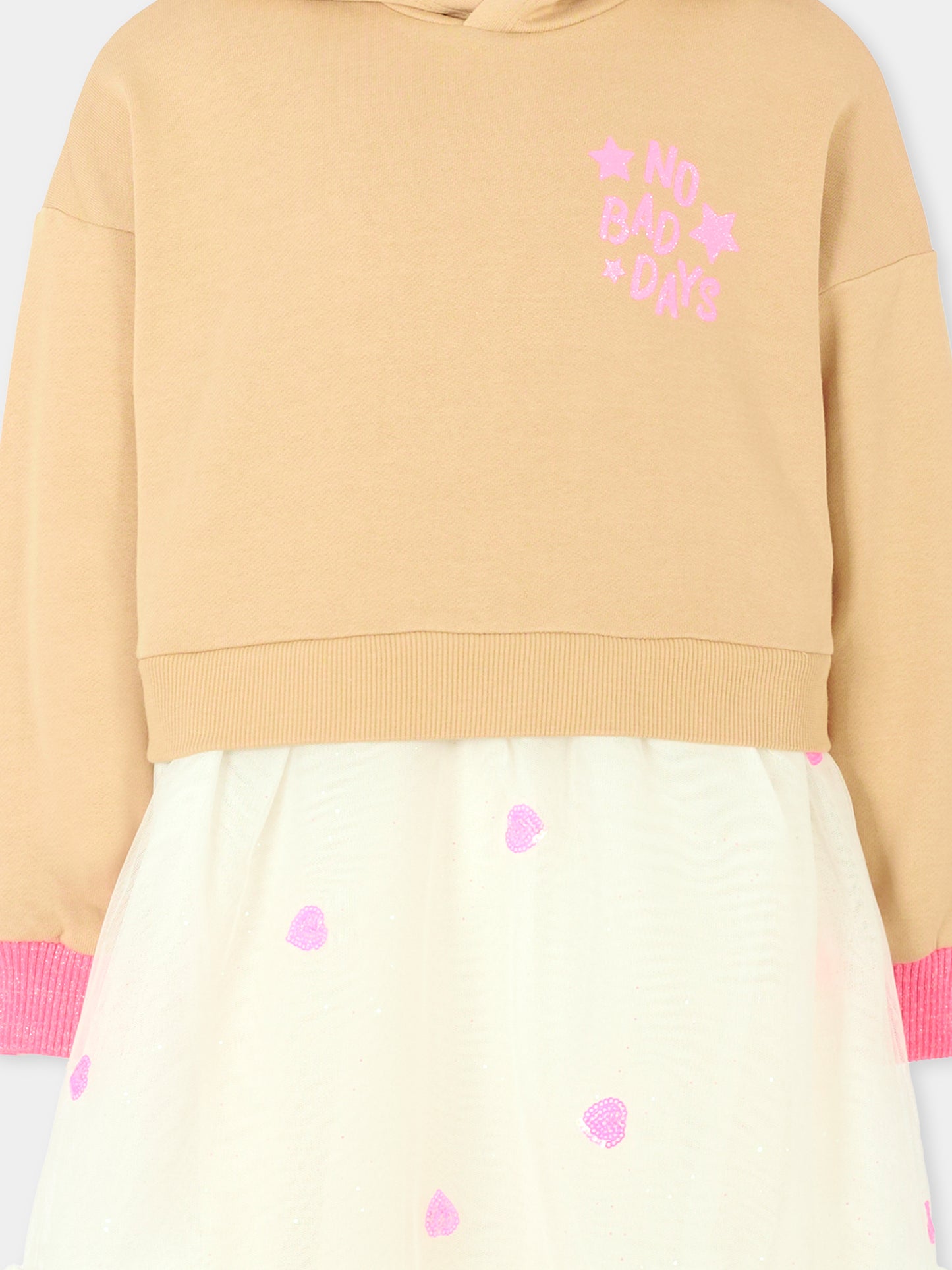 Vestito beige per bambina con scritta,Billieblush,U21304 215